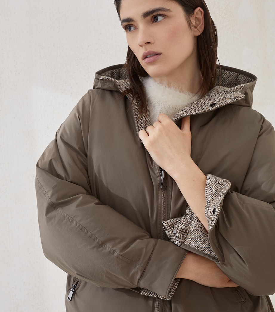 Down-Wool-Silk-Blend Hooded Jacket C6286 Image 7