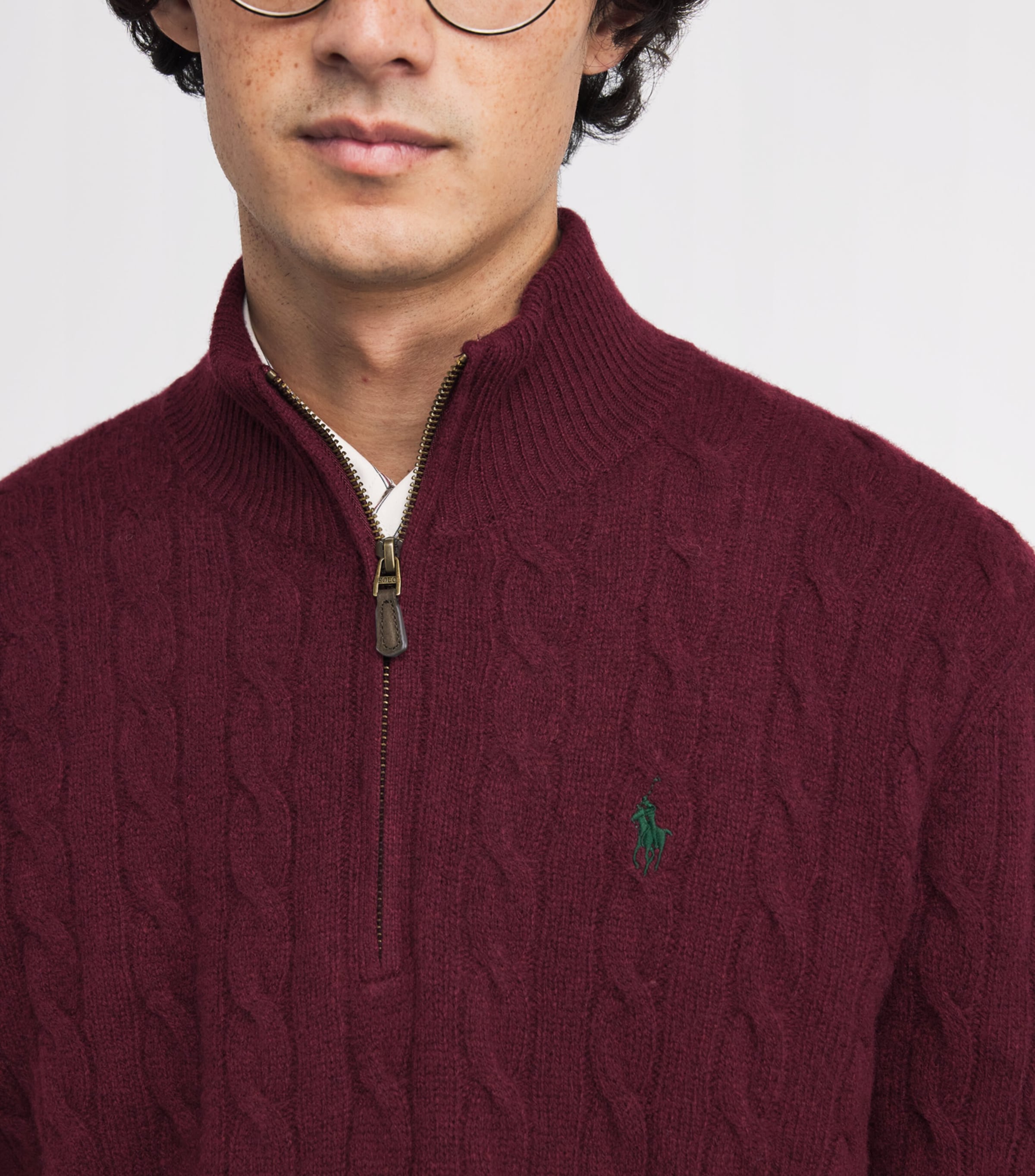 Wool-Cashmere Quarter-Zip Sweater DARK RED Image 6