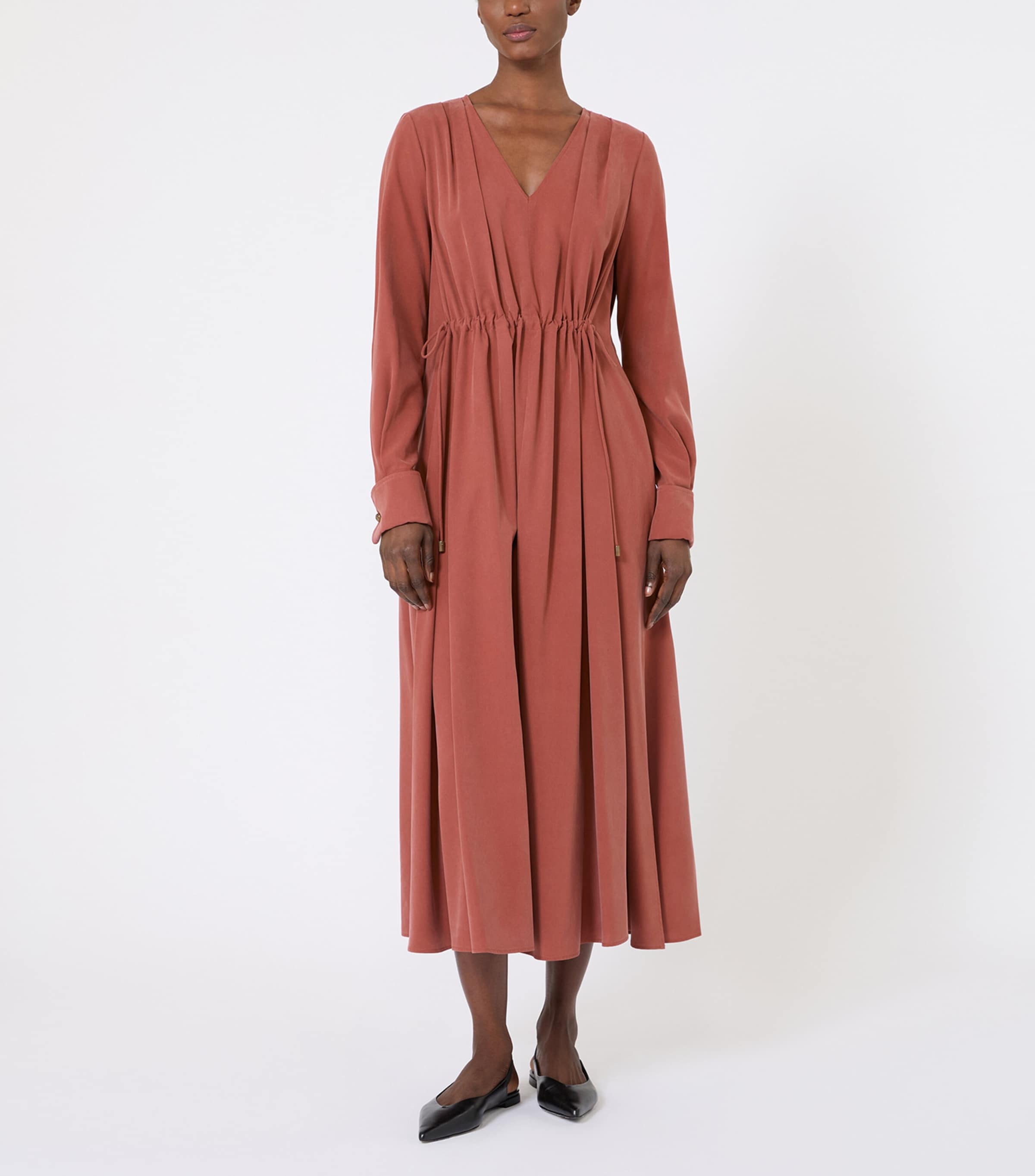 Silk Midi Dress TERRA COTTA Image 2