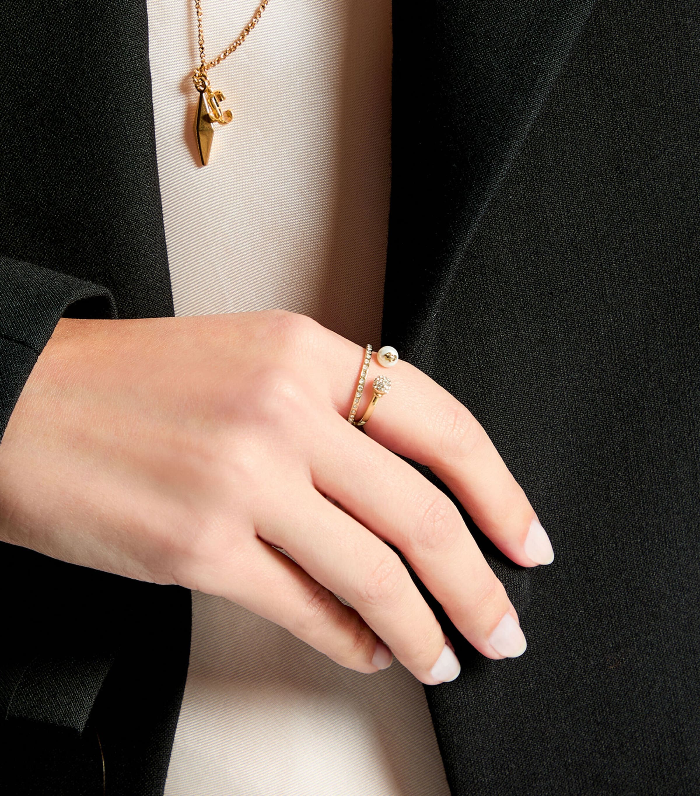 Jimmy Choo Crystal Monogram Double Ring Gold/crystal Image 2