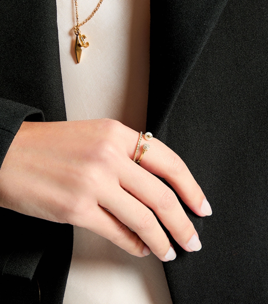 Jimmy Choo Crystal Monogram Double Ring Gold/crystal Image 2