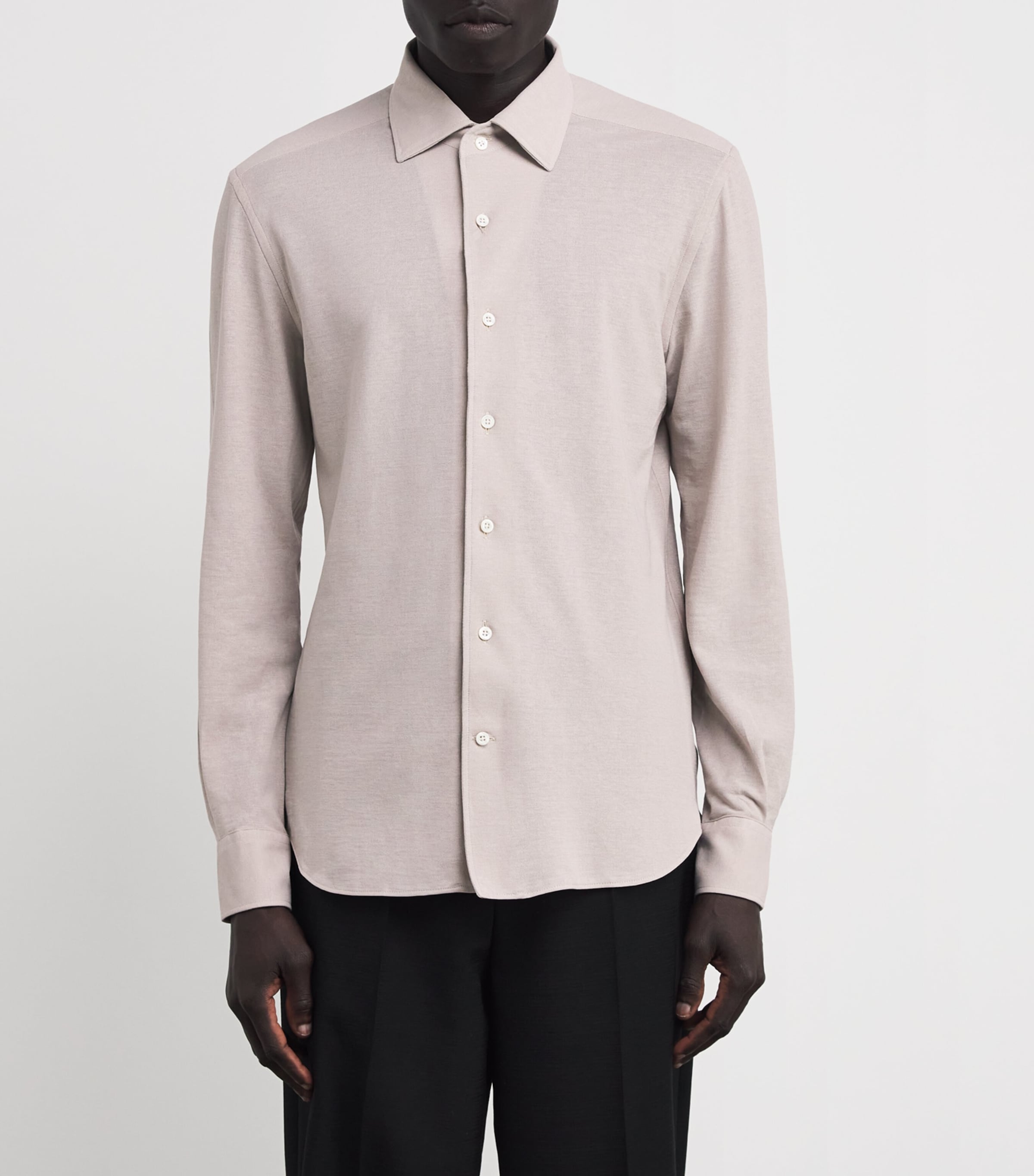 Corneliani Mens Cotton Jersey Shirt Natural / Beige Image 3