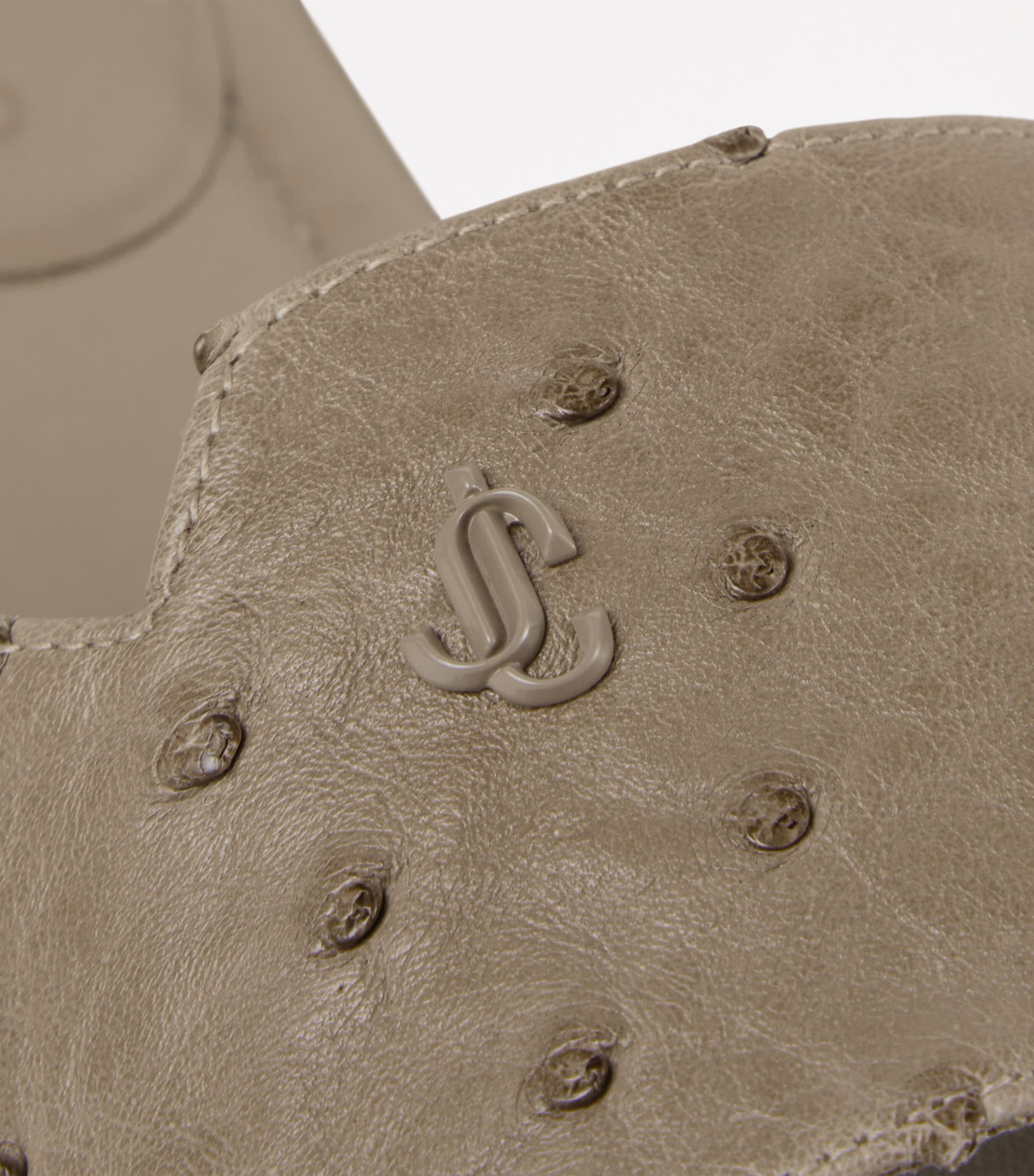 Ostrich Leather Dina Sandals TAUPE Image 3