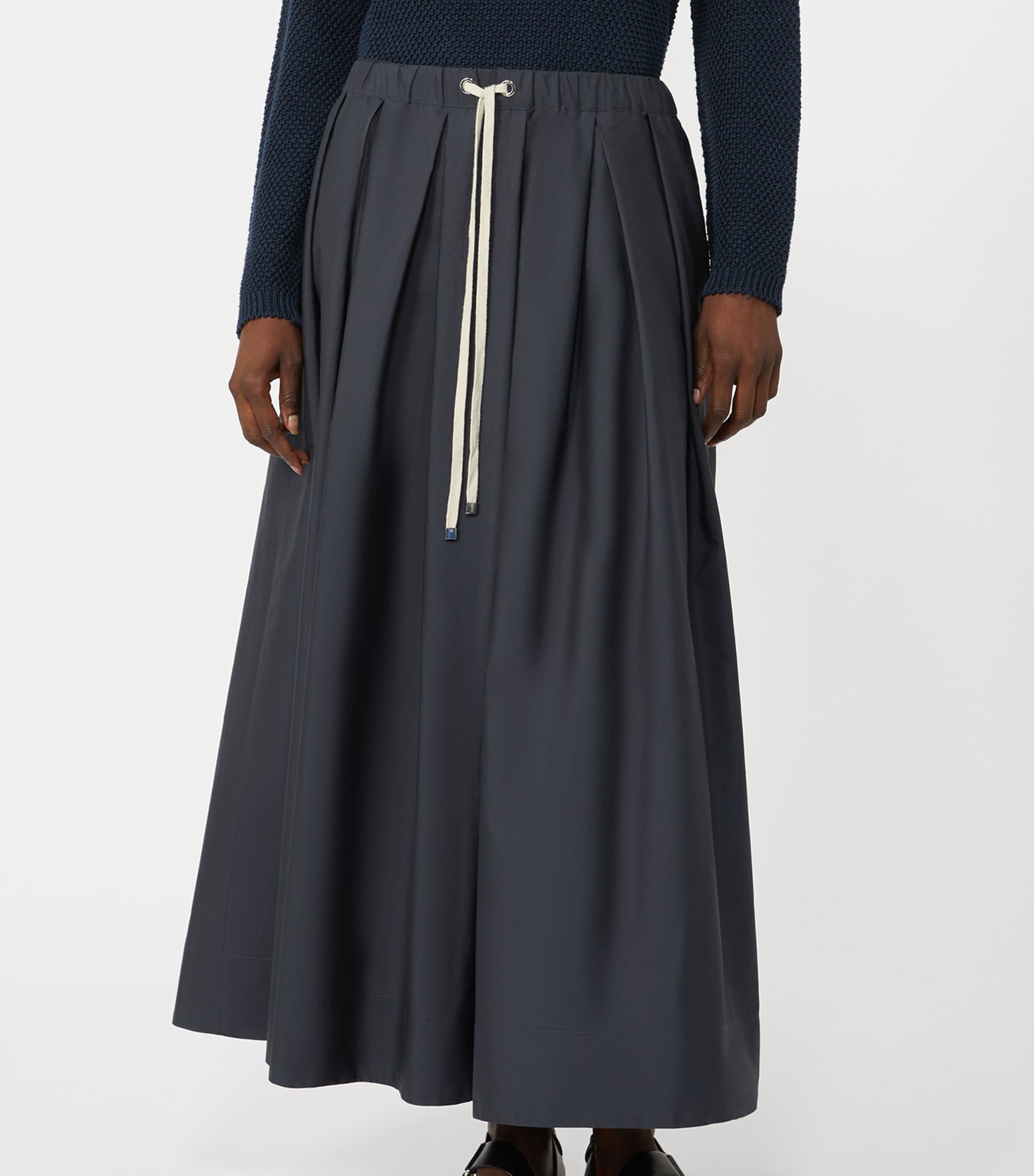 Max Mara Womens Cotton Pleated Pineta Midi Skirt Ultramarine Image 4