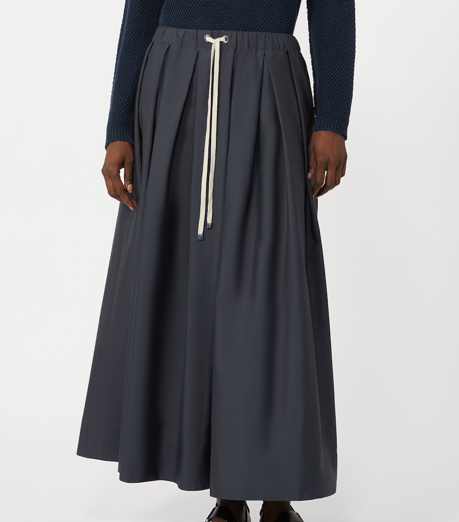 Max Mara Womens Cotton Pleated Pineta Midi Skirt Ultramarine Image 4