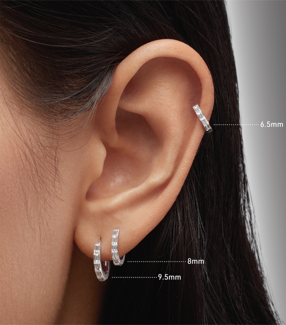 White Gold Invisible Set Baguette Diamond Eternity Hoop Earring (8mm) WHITE GOLD Image 2