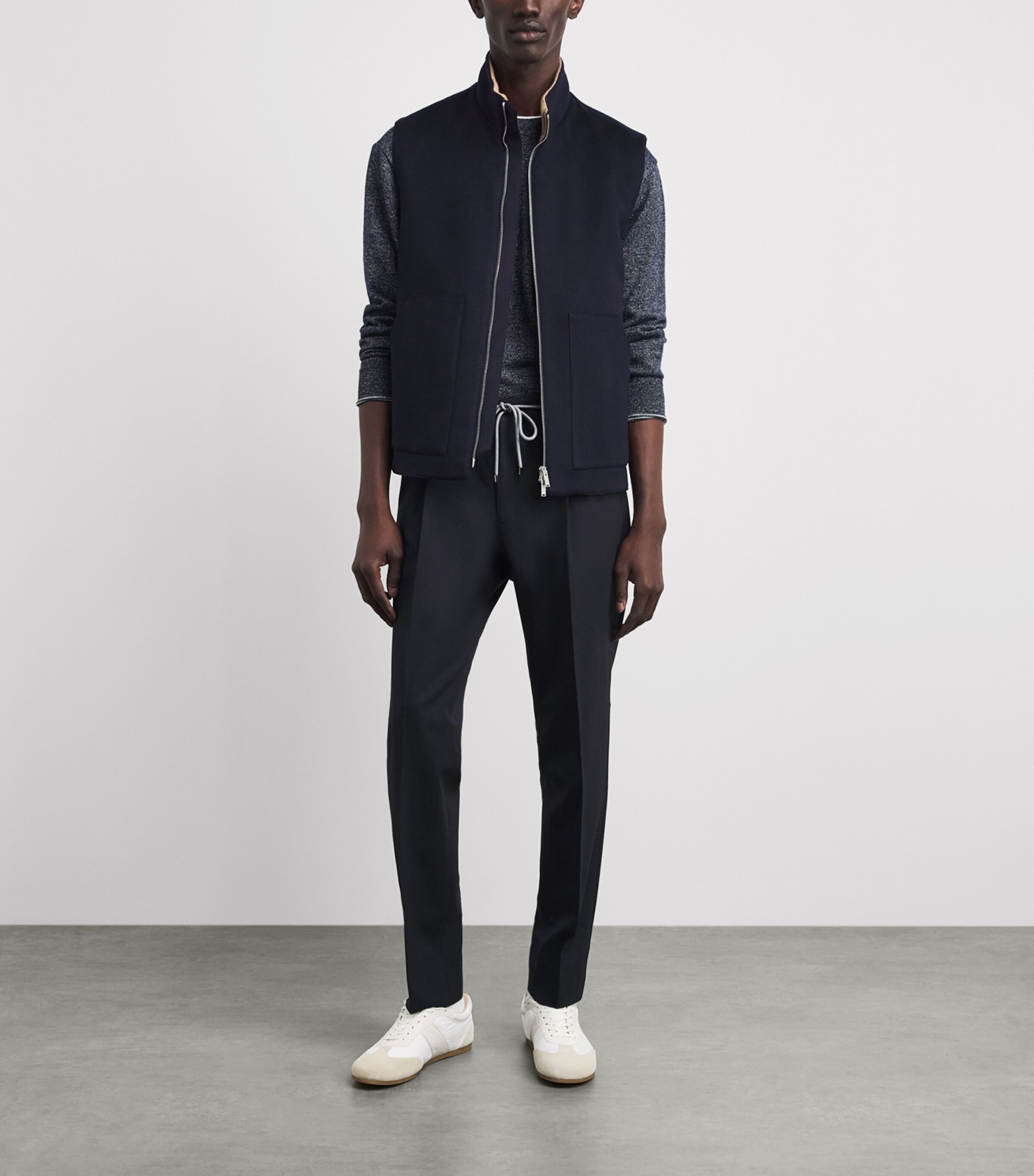 Lardini Mens Wool-Cashmere Gilet Navy Image 2