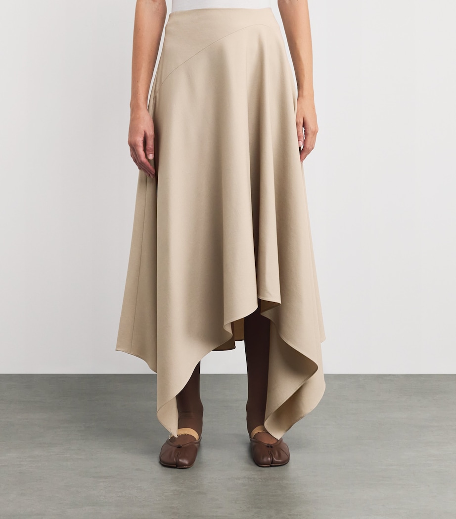 Wool Asymmetric Handkerchief Midi Skirt 0001753 PLASTER Image 3