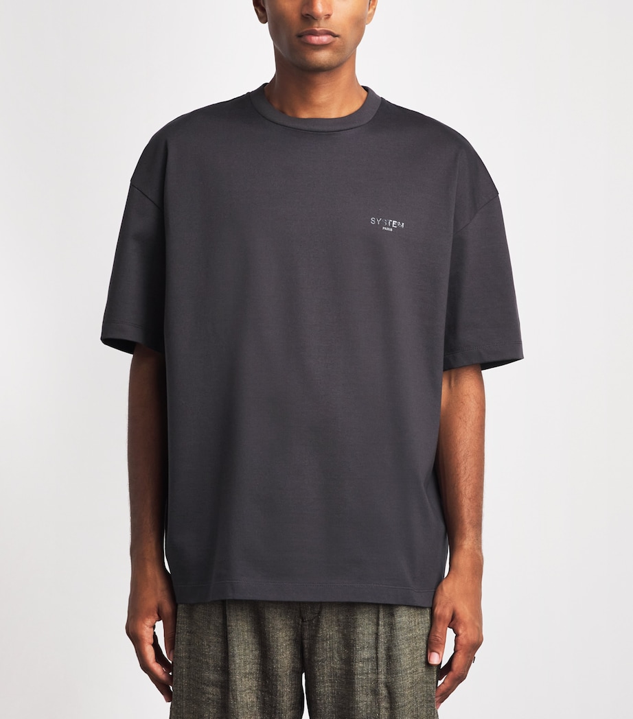 System Mens Cotton Logo T-Shirt Black Grey Image 4