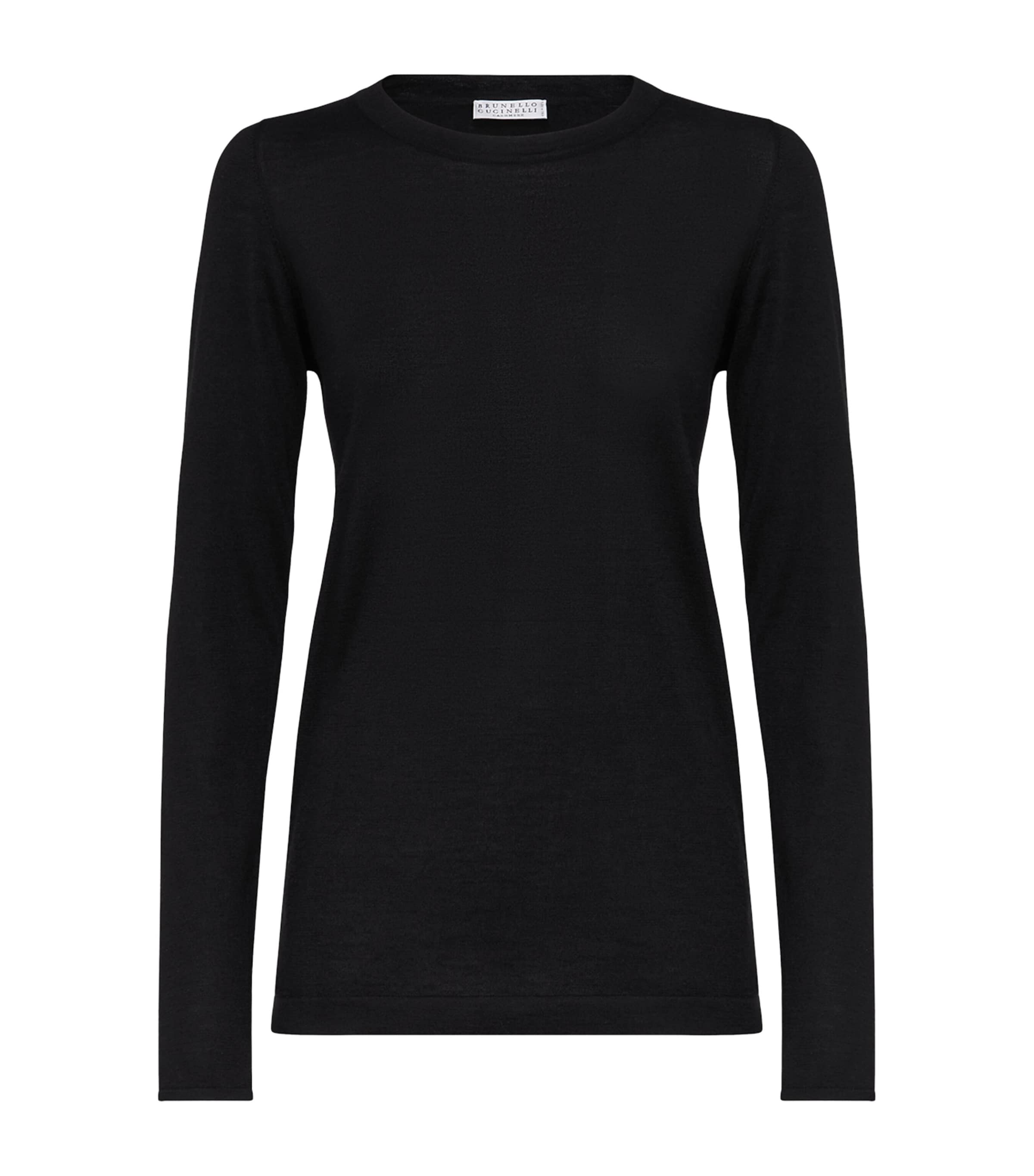 Brunello Cucinelli Cashmere Monili-trim Sweater In Black