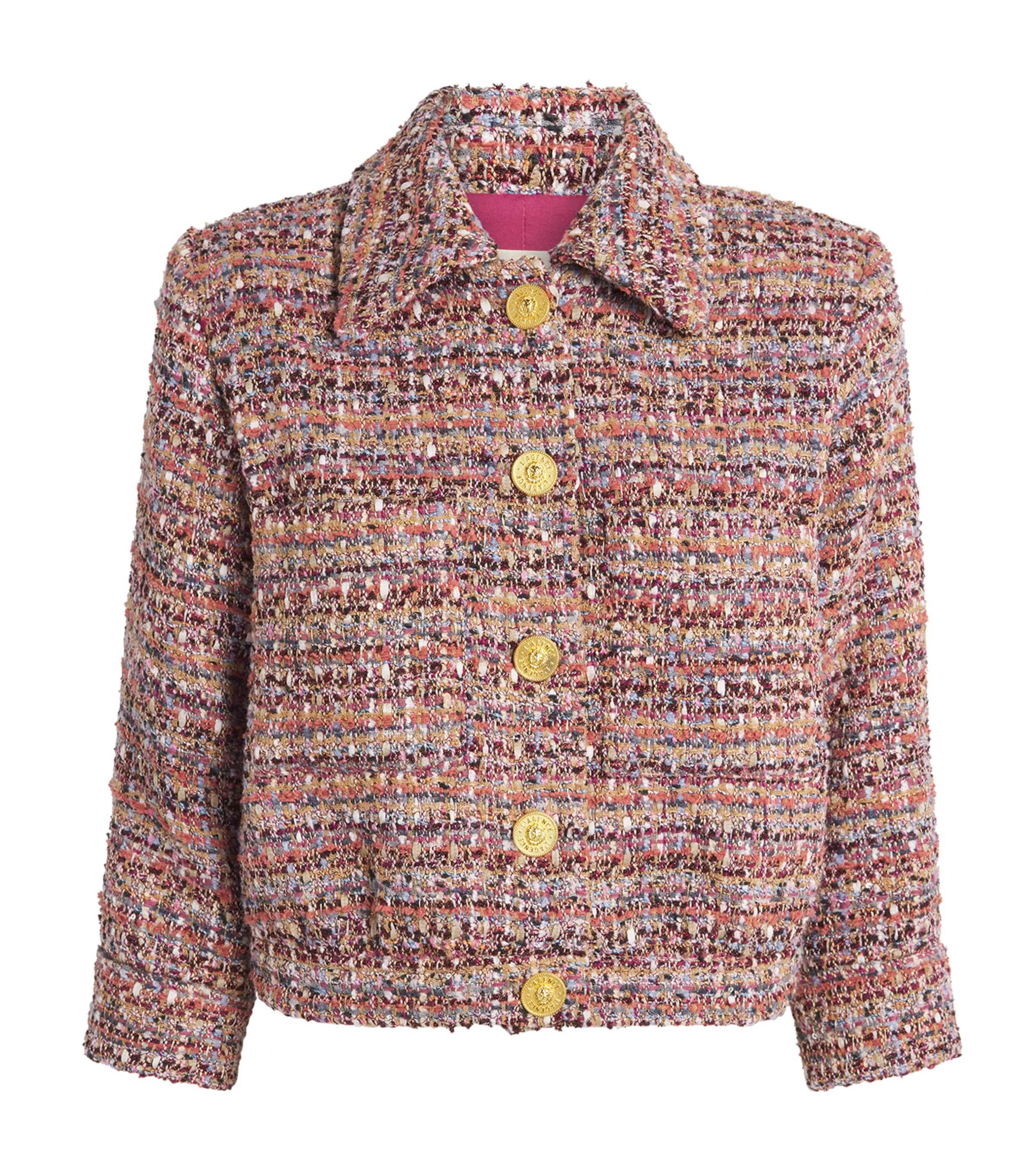 L Agence Tweed Cropped Jia Jacket In Neutral