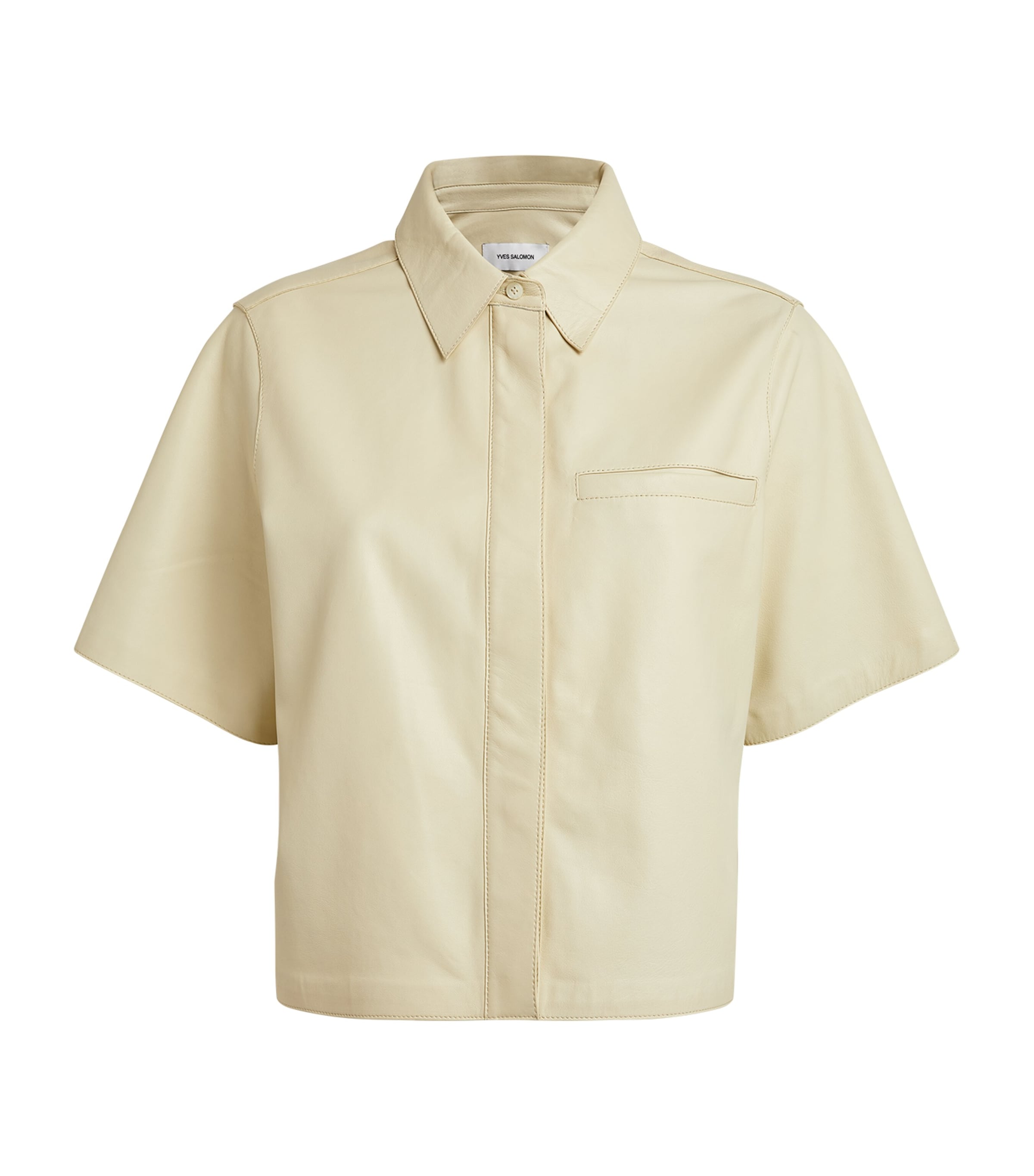 Yves Salomon Leather Shirt In Yellow