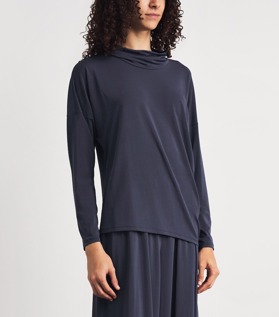 Issey Miyake Womens Drape Jersey Top Dark Navy Image 4