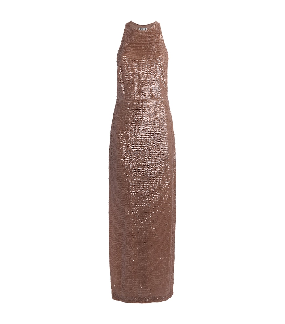 STAUD Rose Gold Sequinned Bree Maxi Dress | Harrods US STAUD Rose Gold Sequinned Bree Maxi Dress | Harrods US