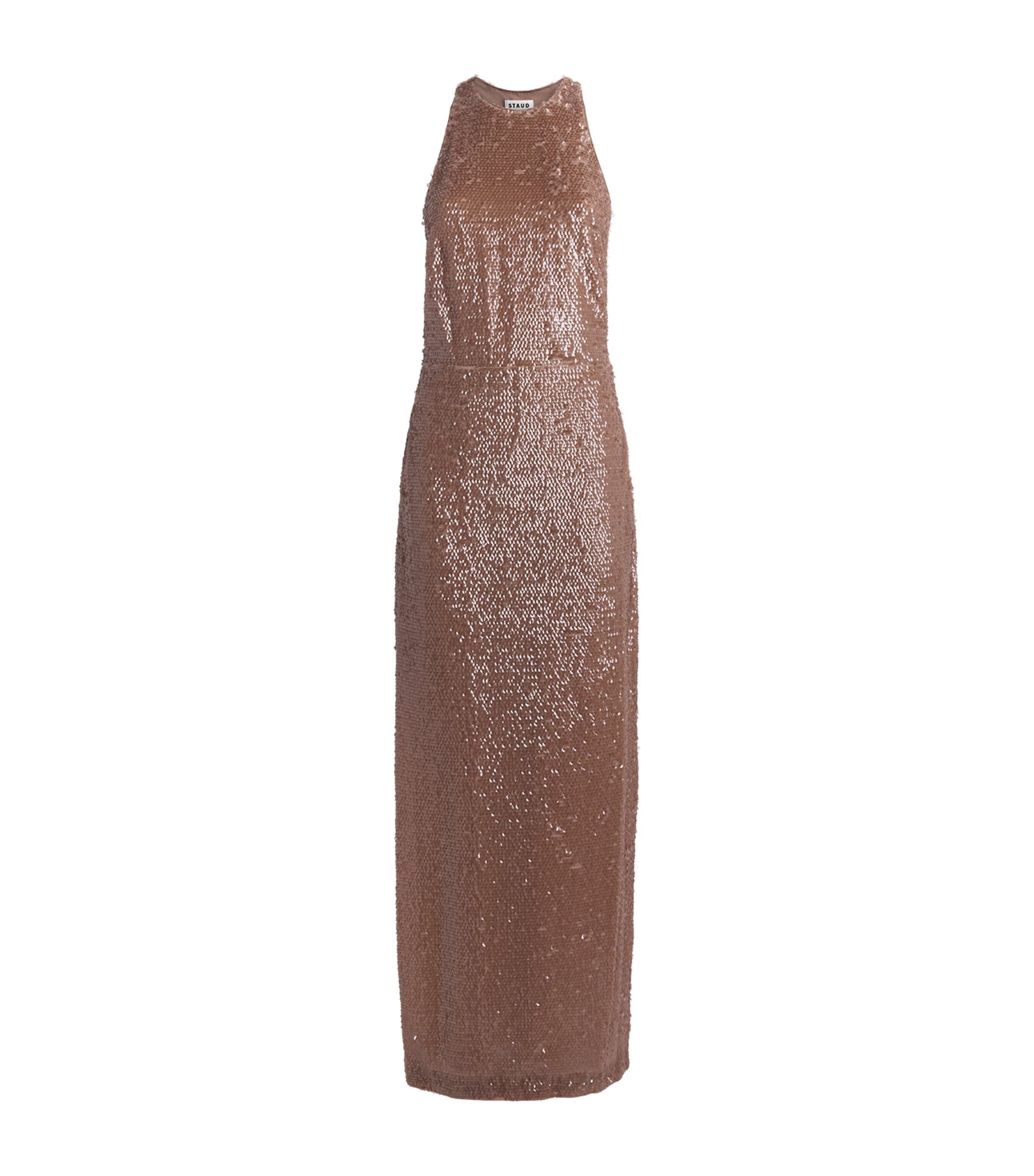 STAUD Rose Gold Sequinned Bree Maxi Dress | Harrods US