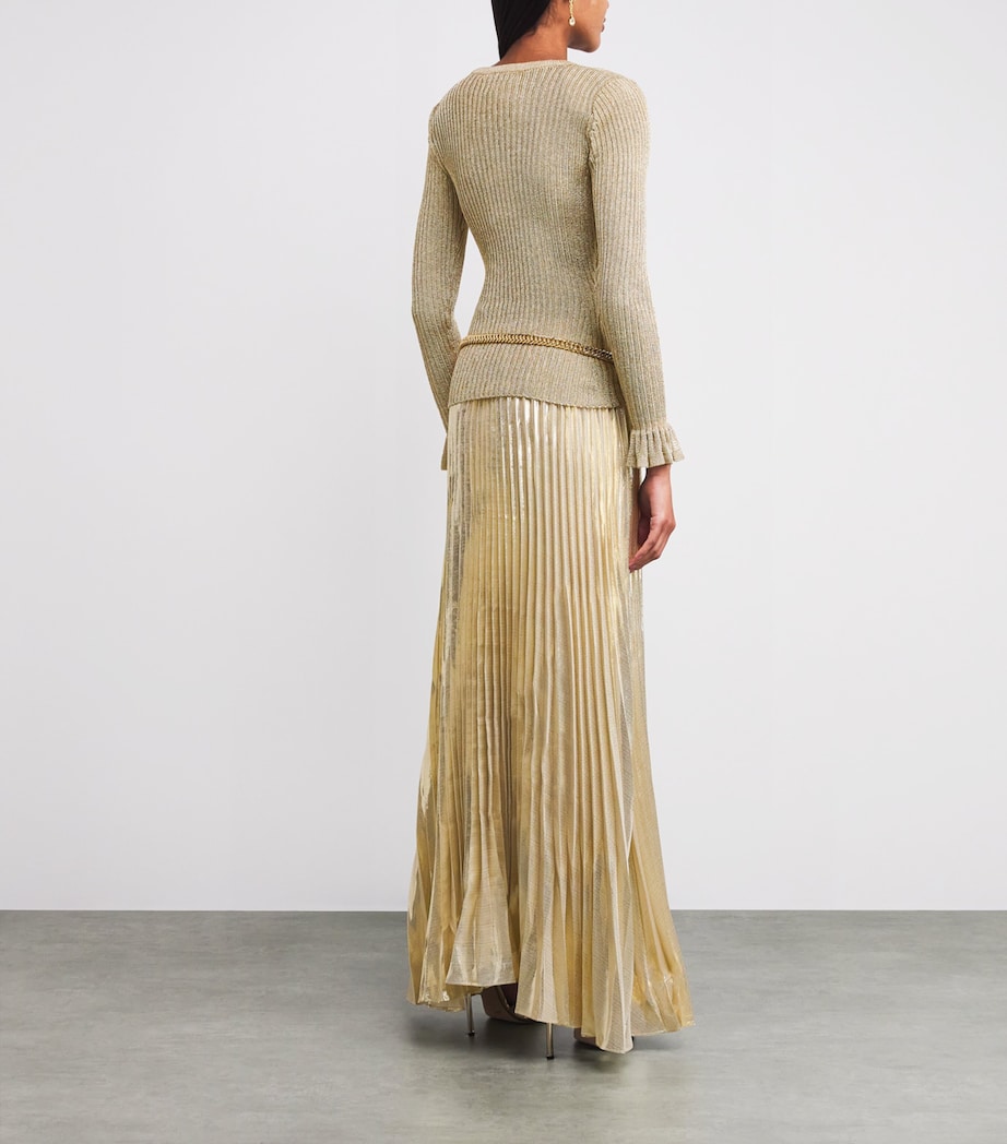 Lurex Ribbed Maxi Dress GOLD Image 3