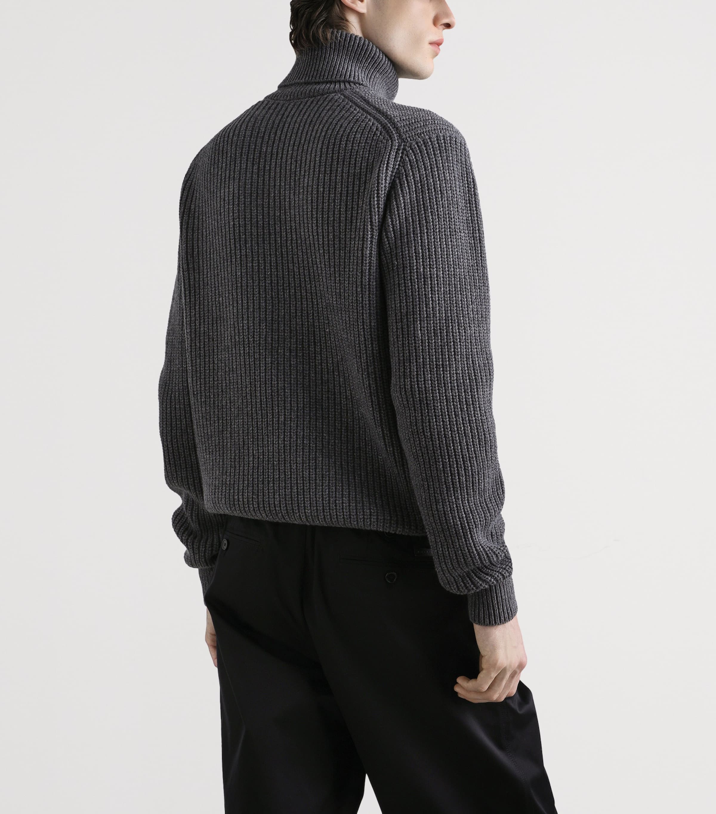 Virgin Wool Embroidered Rollneck Sweater N0542 IRON GREY Image 3