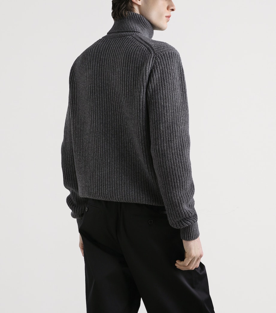 Virgin Wool Embroidered Rollneck Sweater N0542 IRON GREY Image 3