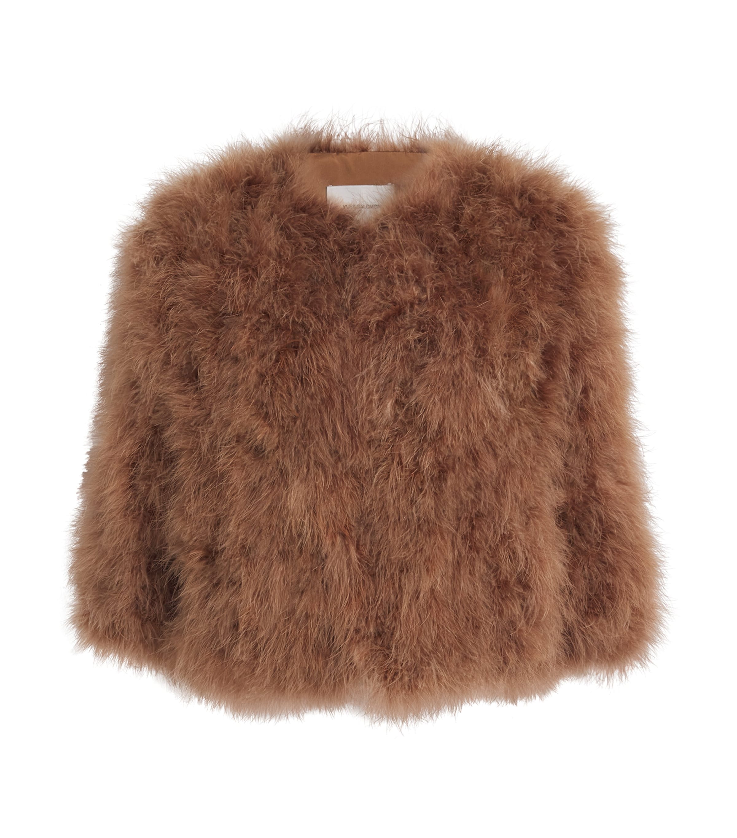 Yves Salomon Womens Feather Cropped Jacket Image 1