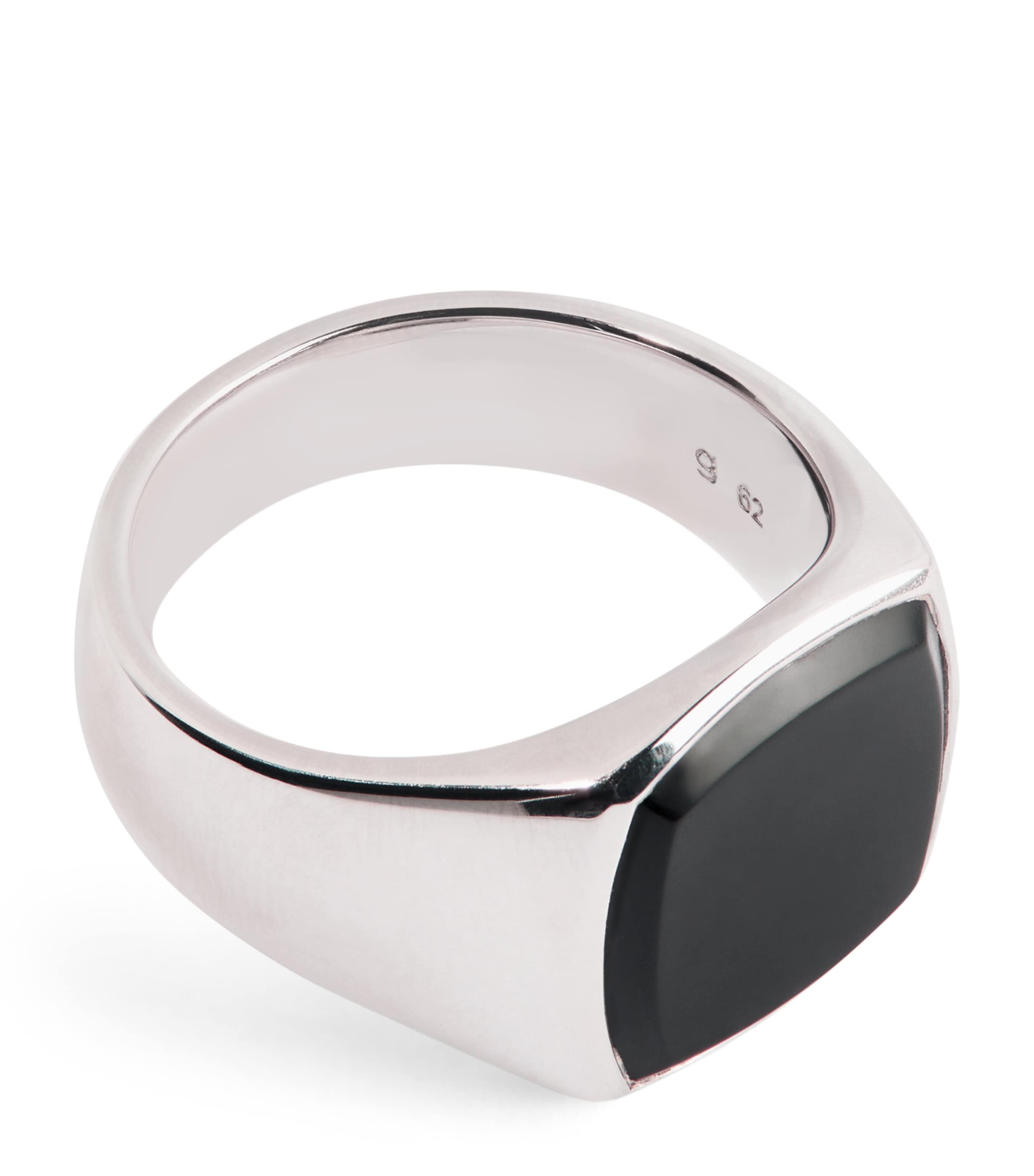 Shop Tom Wood Polished Onyx Kay Signet Ring In Silver