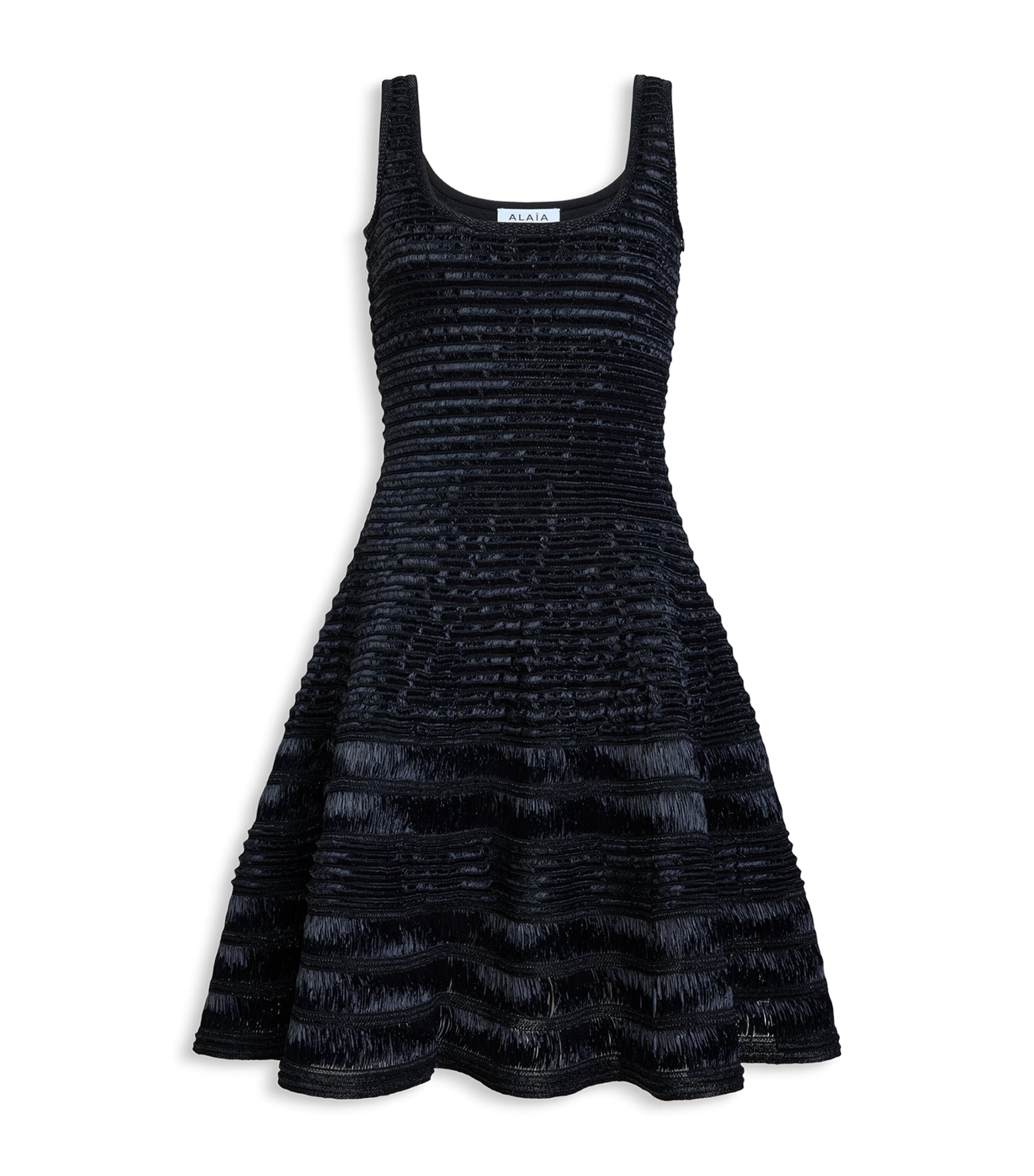 Alaïa Womens Raffia Crochet Mini Dress Black Image 1