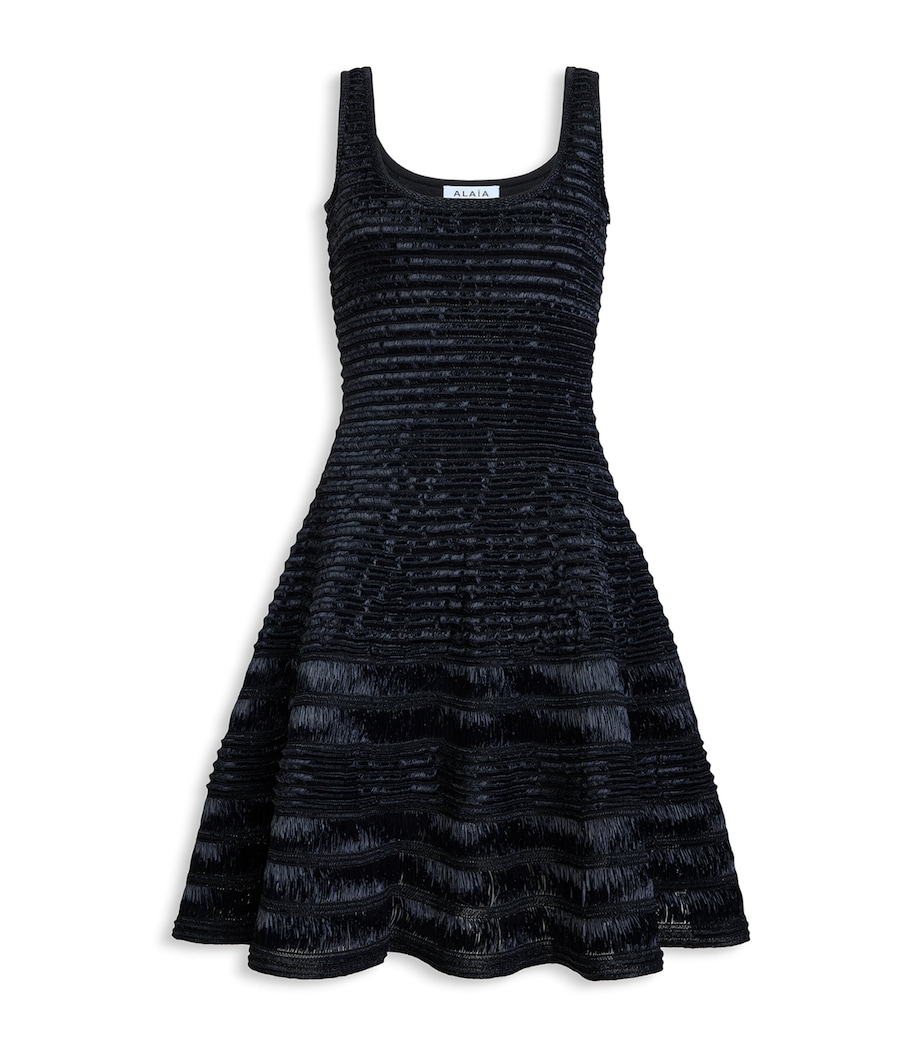 Alaïa Womens Raffia Crochet Mini Dress Black Image 1