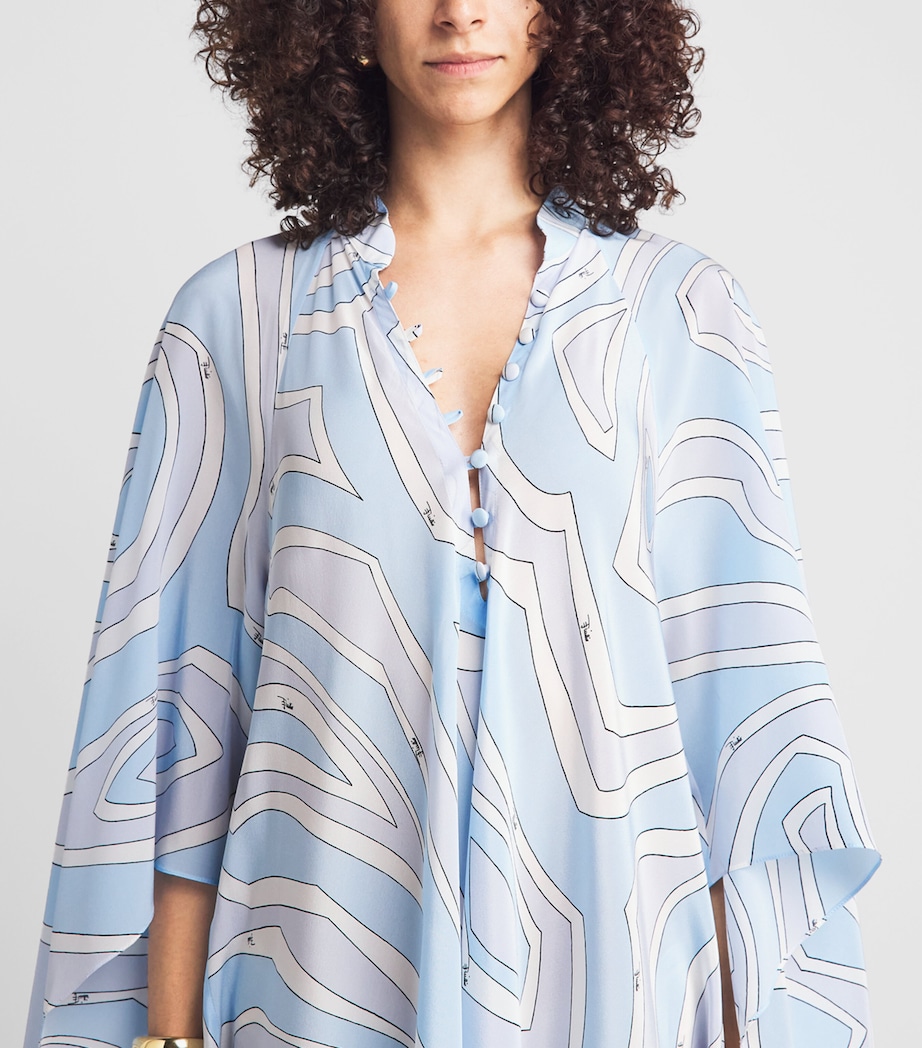 PUCCI Womens Silk Printed Kaftan Maxi Dress Light Blue Image 3