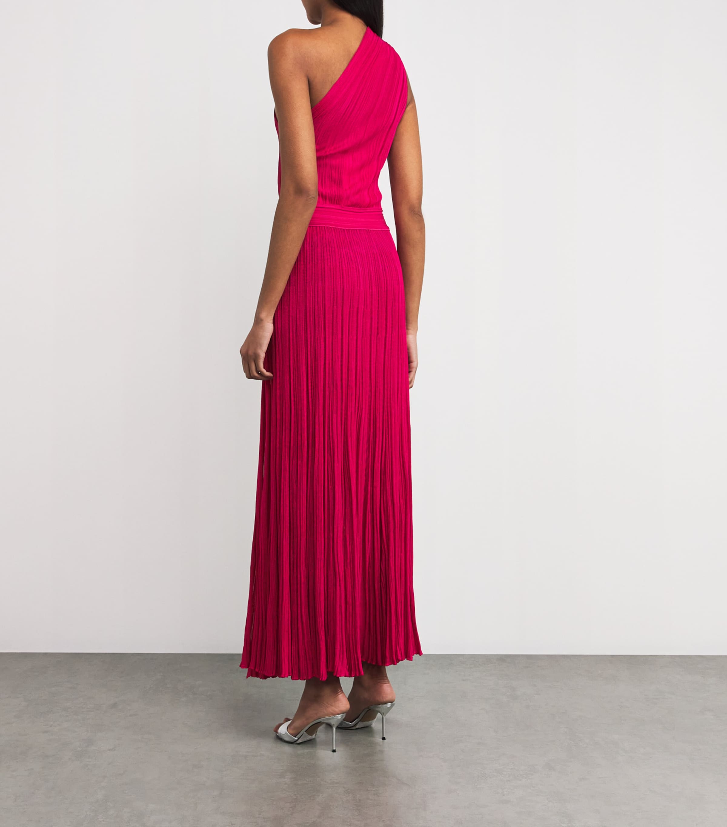Knitted One-Shoulder Maxi Dress VAR 153 FUCHSIA Image 3