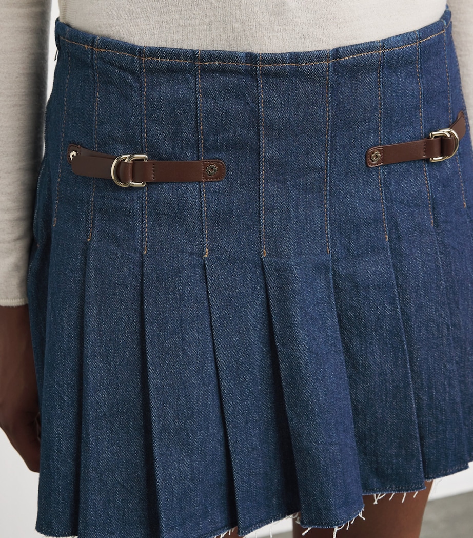 Stretch Denim Mini Skorts NAVY Image 6