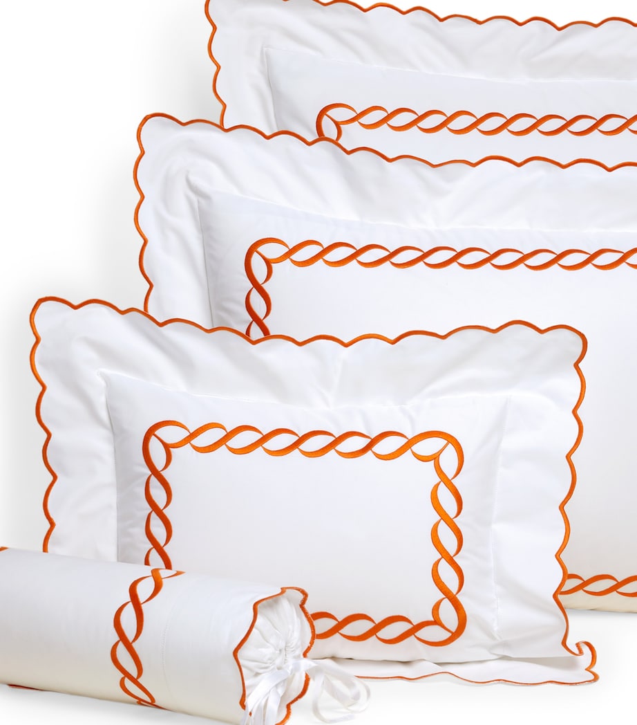Treccia Oxford Pillowcase (50cm x 90cm) WHITE/ORANGE Image 2