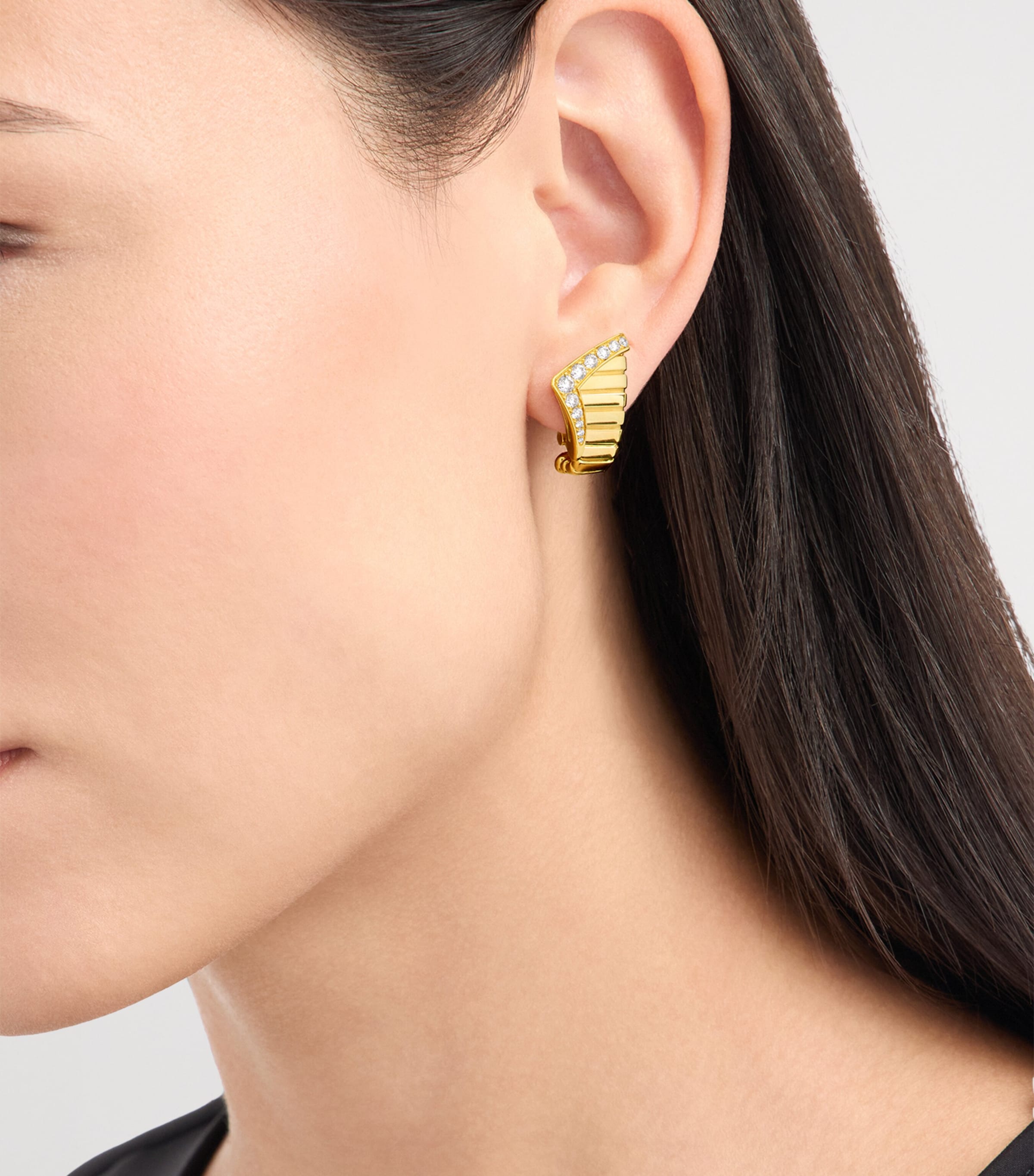Bvlgari Yellow Gold and Diamond Tubogas Hoop Earrings Yellow Gold Image 6