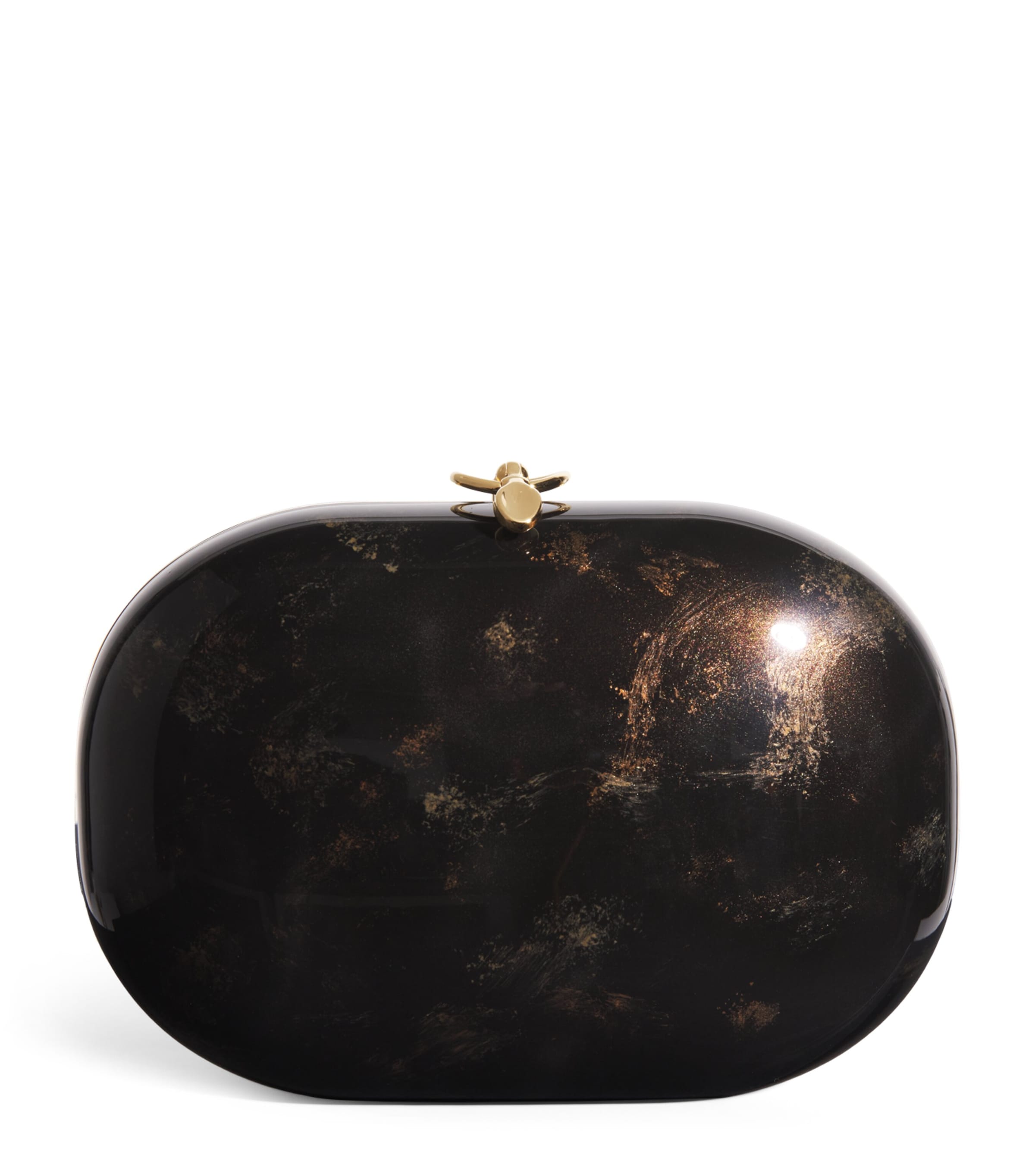 Jeffrey Levinson Oval Elina Clutch Bag Brown & Gold Image 1