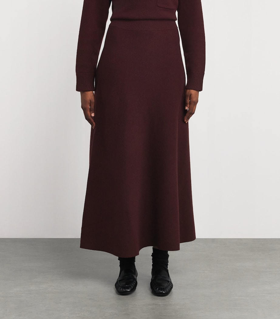 Wool-Cashmere Knitted Midi Skirt CHERRY Image 3