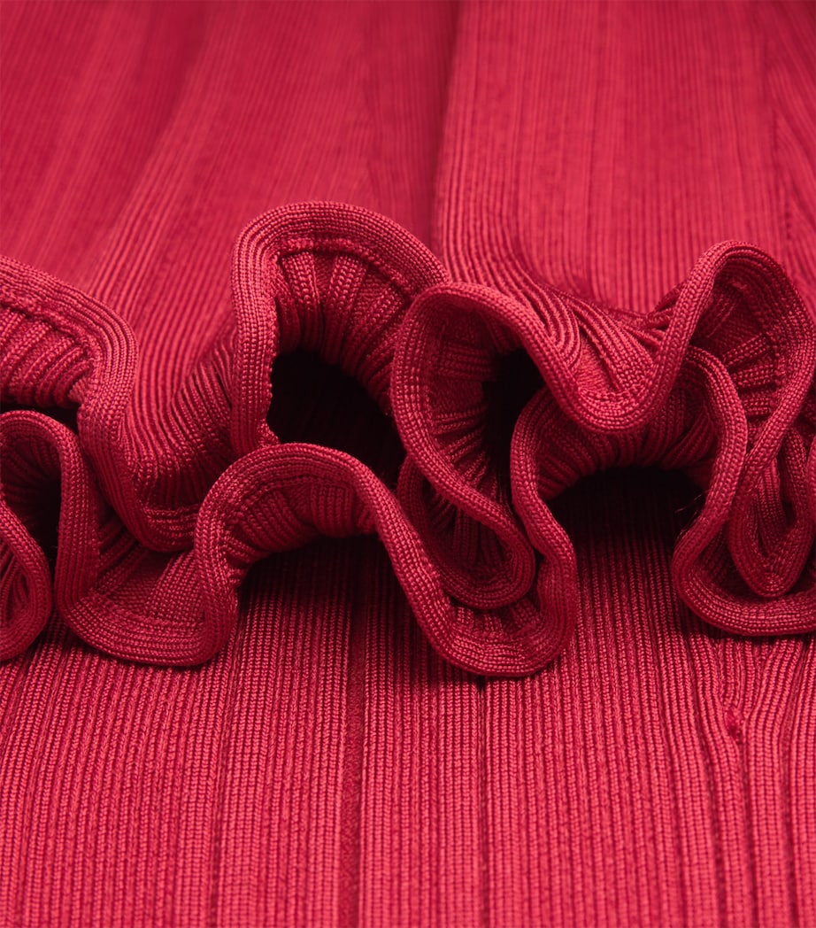 Knit Flared Midi Skirt RED Image 5