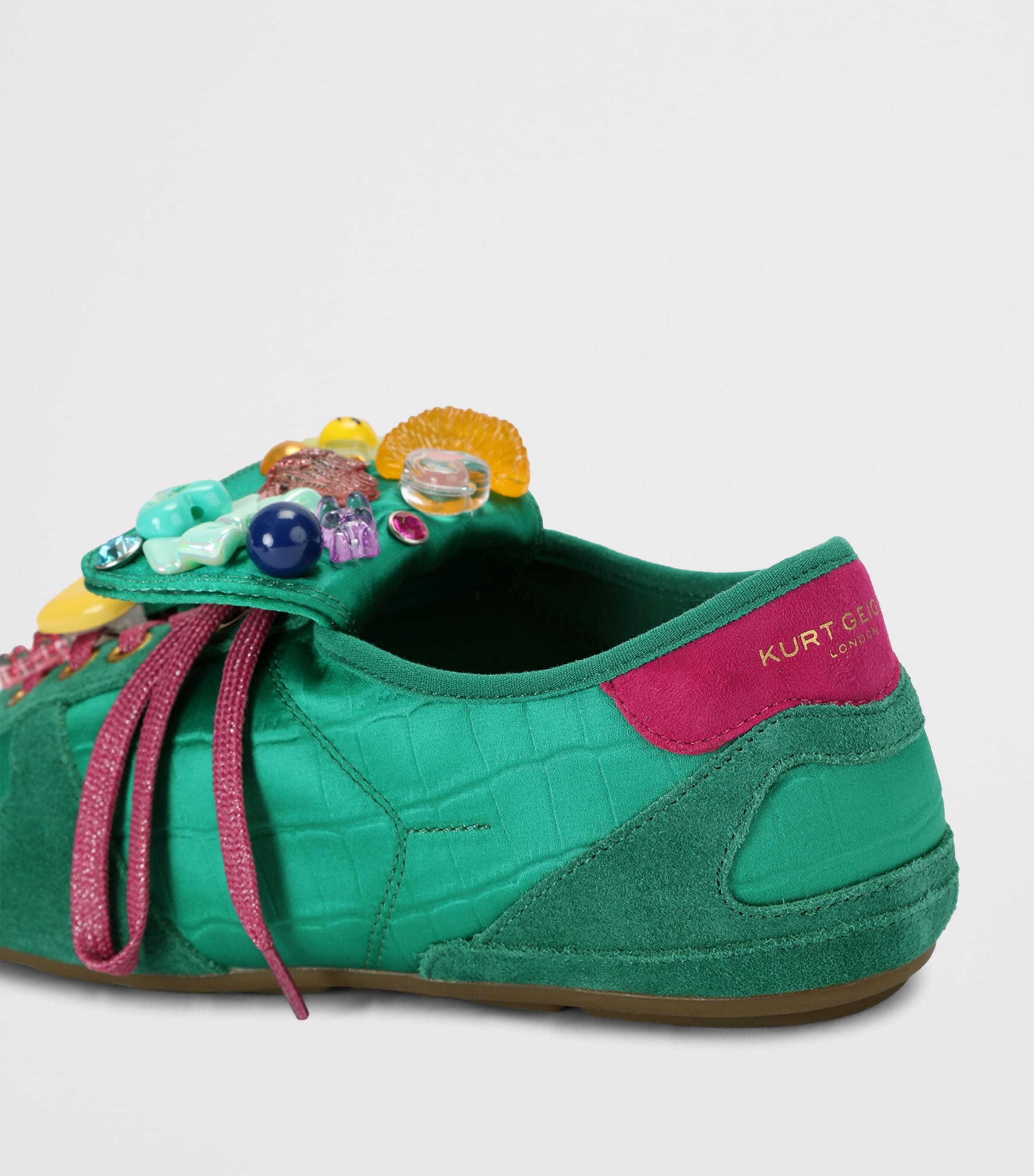 Kurt Geiger London Satin Printed Wembley Sneakers Green Oth Image 3