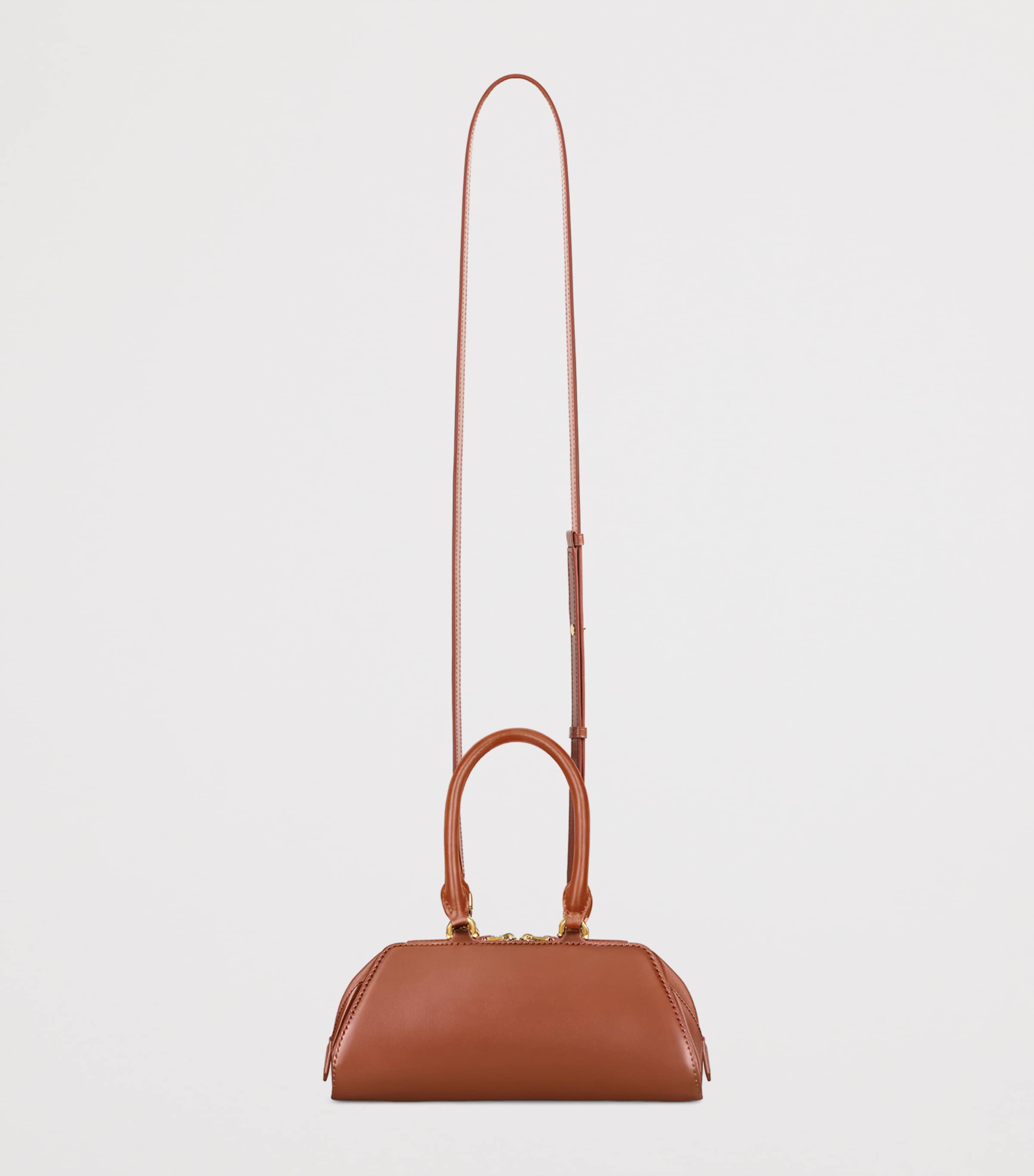 Mini Leather Antigona East-West Top-Handle Bag CARAMEL BROWN Image 4