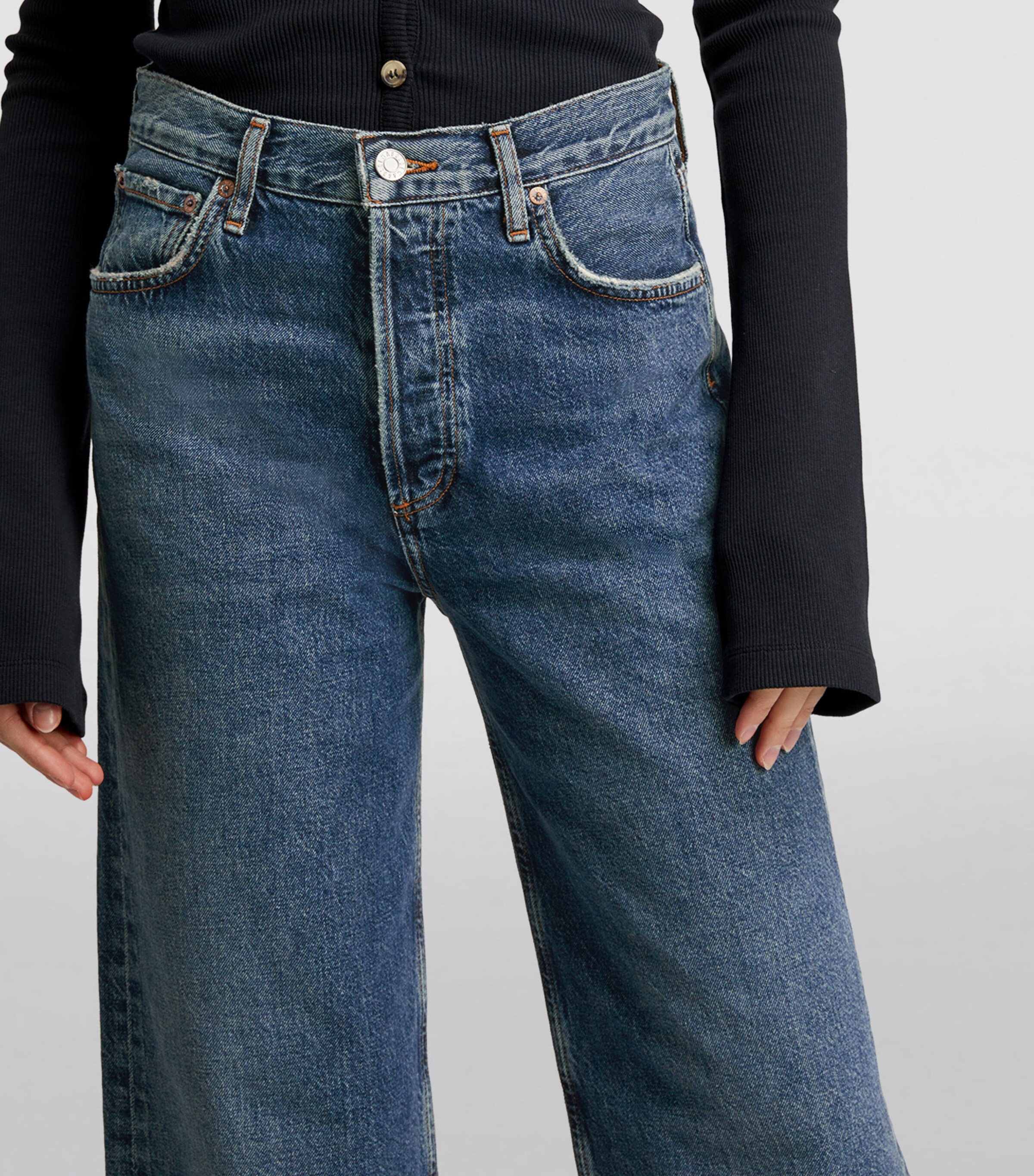 AGOLDE Womens Ren Wide-Leg Jeans Control Image 6