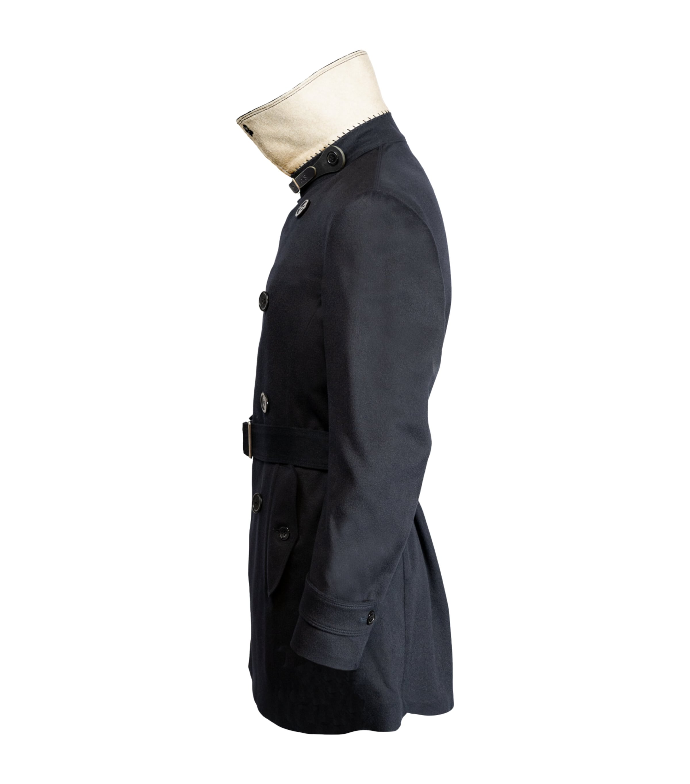 Alan Scott Mens Cashmere-Blend Trench Coat Navy Image 2