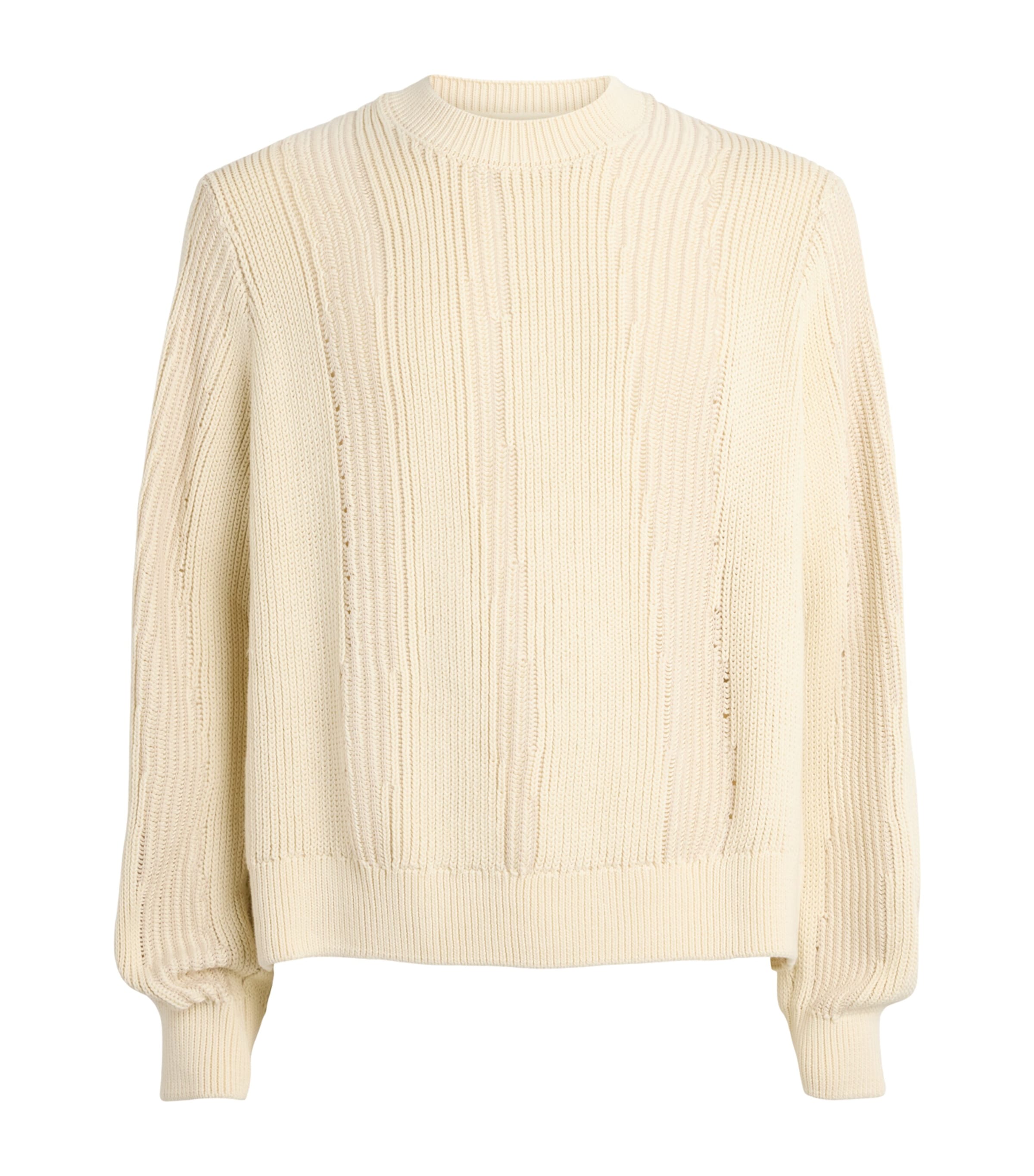 Won Hundred Mens Cotton Knitted Bently Sweater Cloud Cream Comb. Image 1