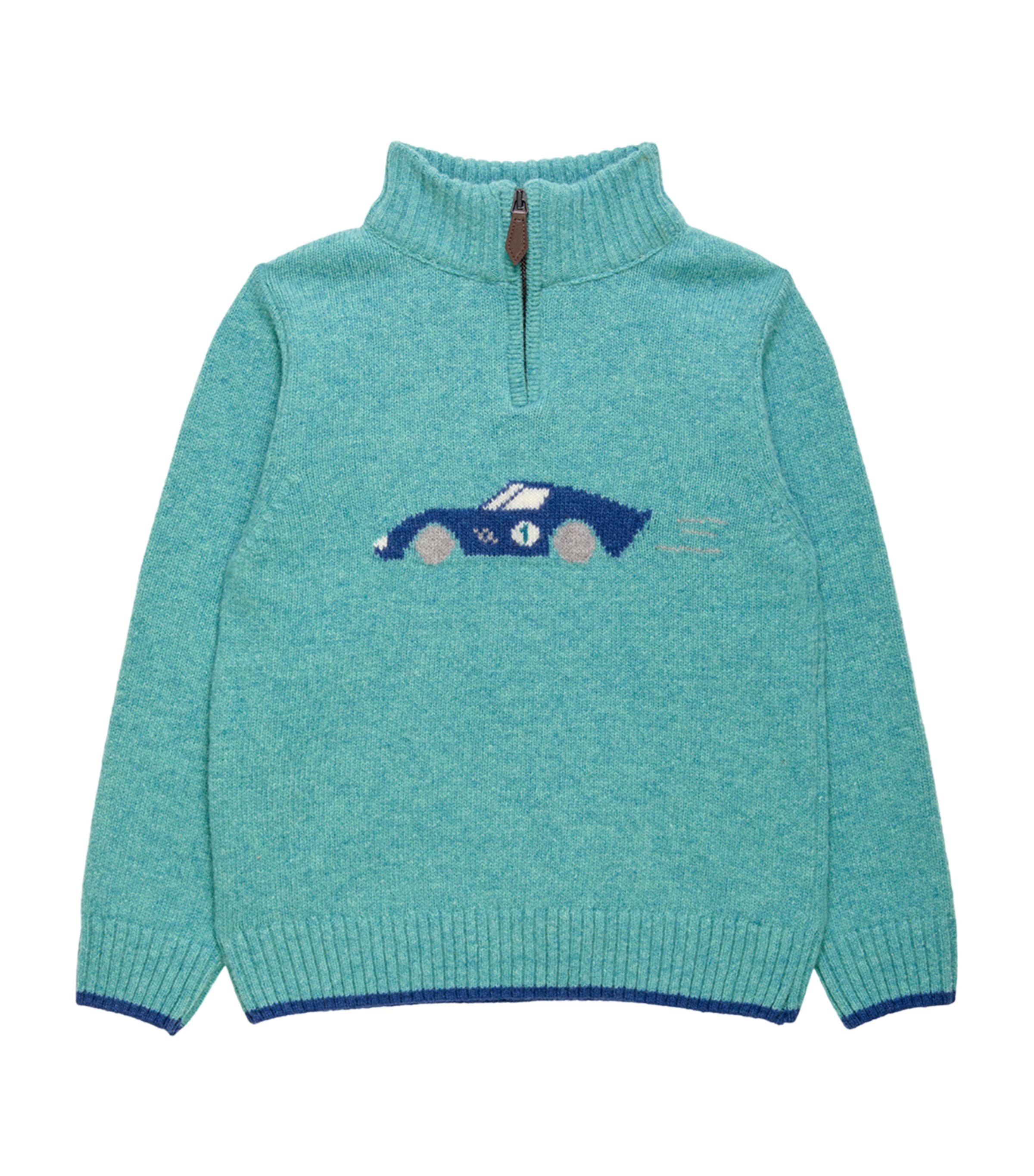 Trotters Kids' Sebastian Half-zip Sweater In Green