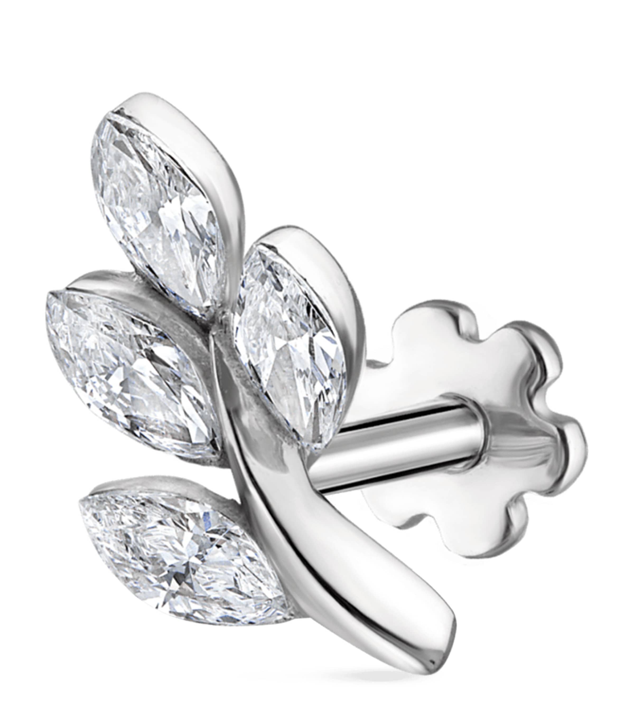 Maria Tash Diamond Vine Threaded Stud Earring In White