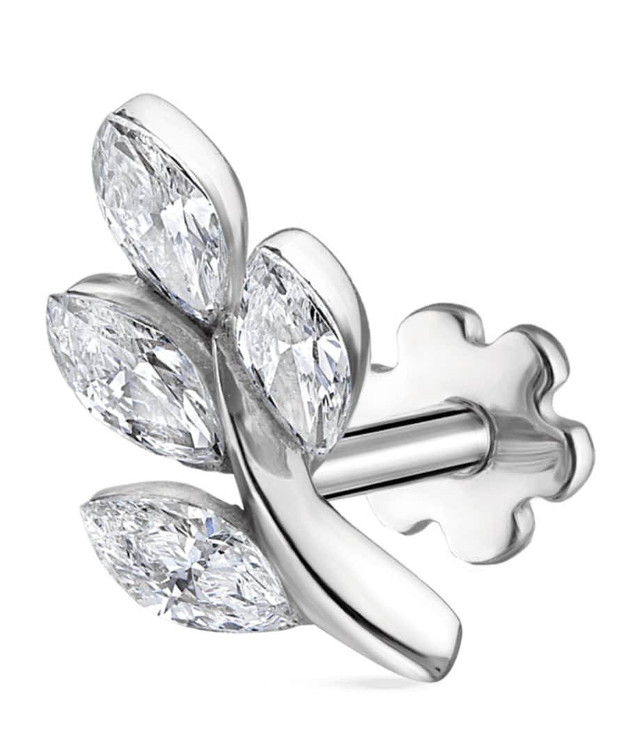 Diamond Vine Threaded Stud Earring (Direction A 8mm) WHITE GOLD Image 1