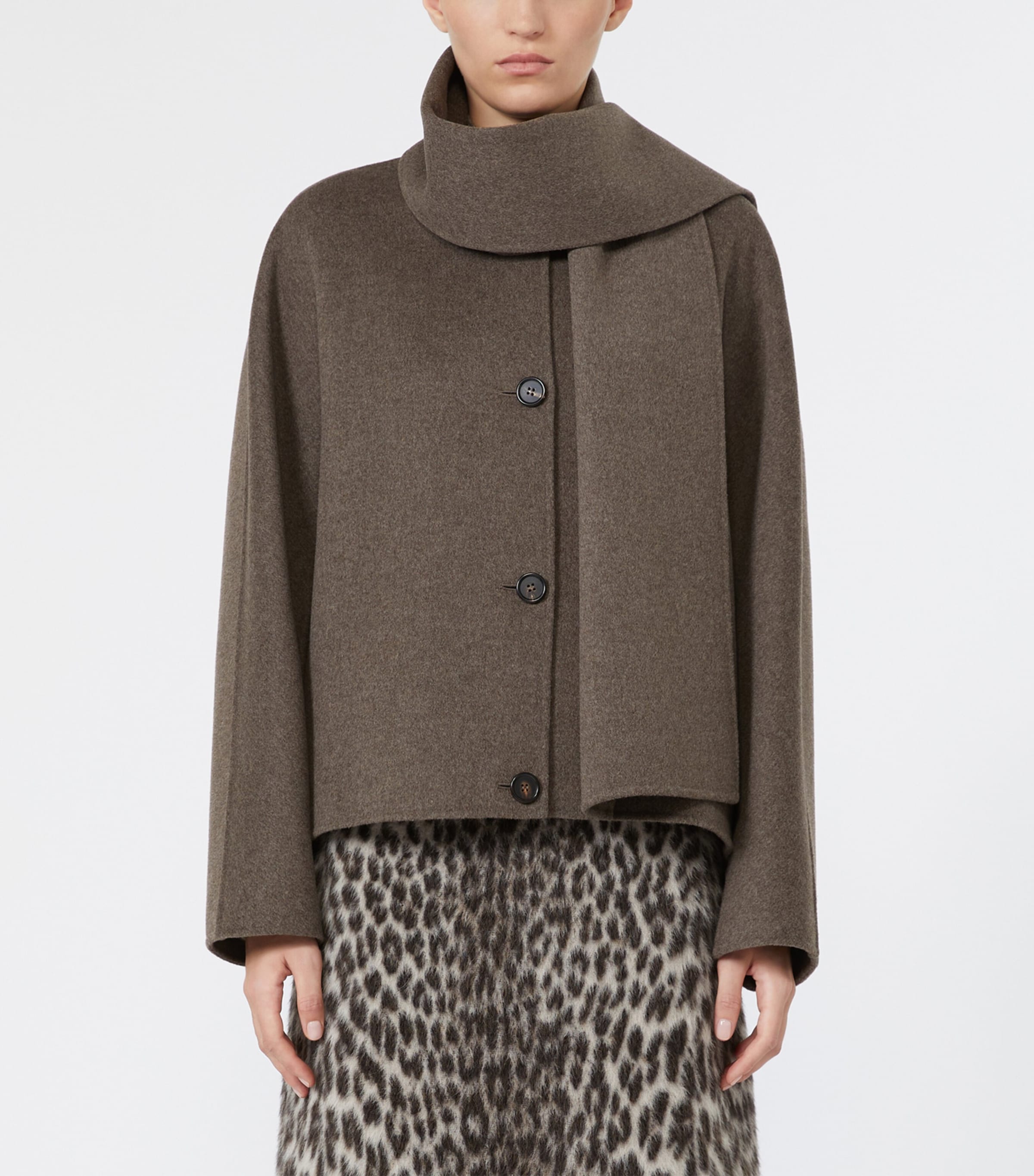 Max Mara Womens Virgin Wool Scarf-Neck Jacket Medium Grey Image 3