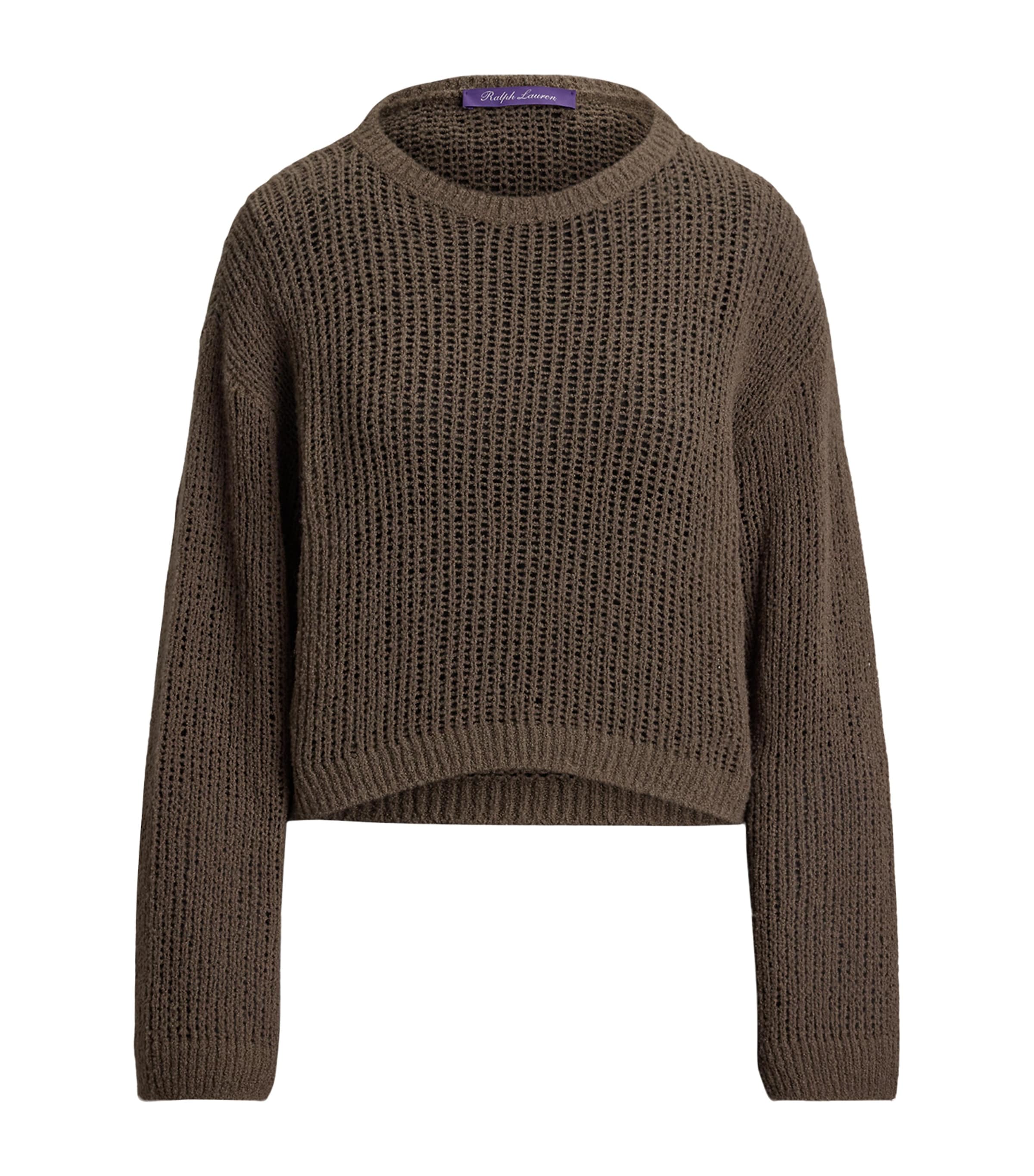 Ralph Lauren Collection Womens Bouclé Cashmere-Blend Boatneck Sweater Portobello Image 1