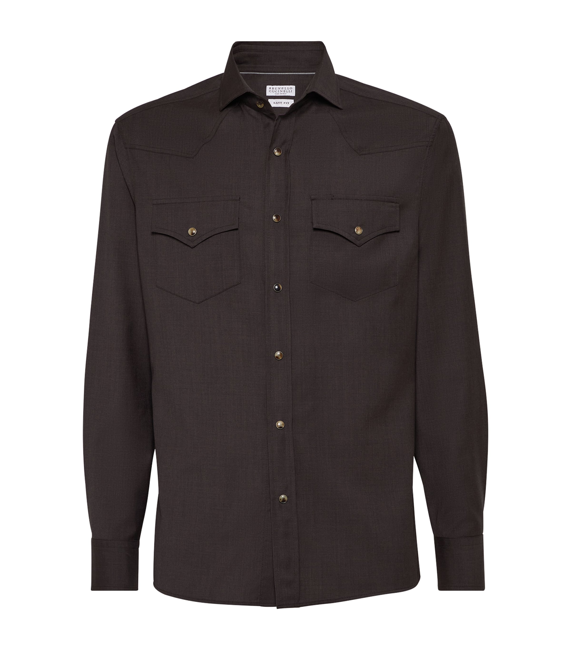 Brunello Cucinelli Man Shirt Deep Purple Size Xl Cotton In Brown