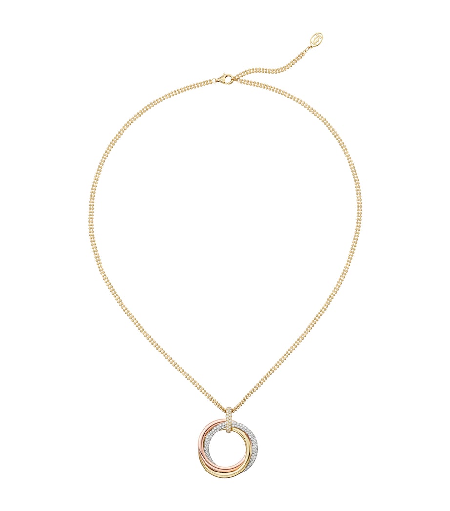 Large White, Rose, Yellow Gold and Diamond Trinity Necklace MIXED GOLD Image 1
