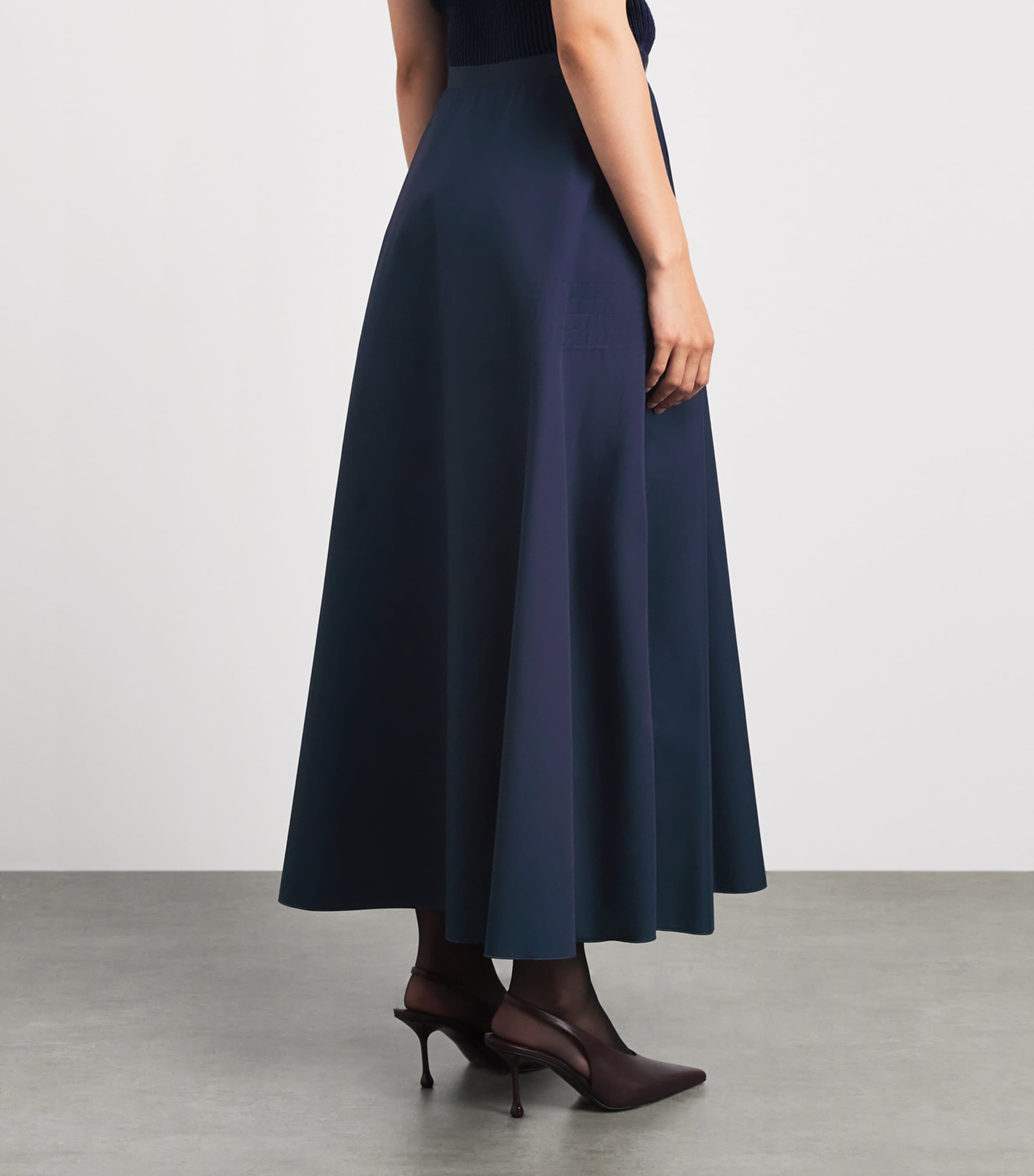 FFORME Womens Cotton-Silk Deeta Maxi Skirt Dark Navy Image 5