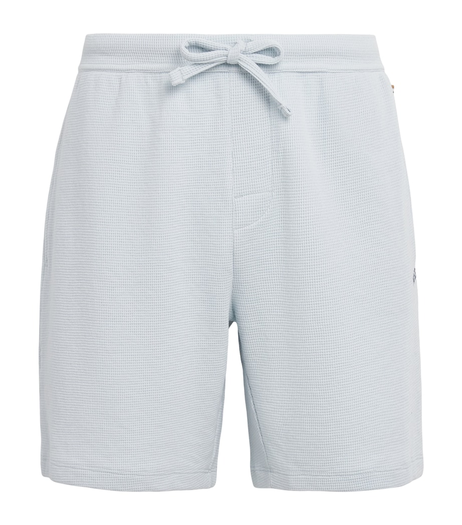 BOSS Mens Waffle-Knit Logo Shorts Open Blue Image 1