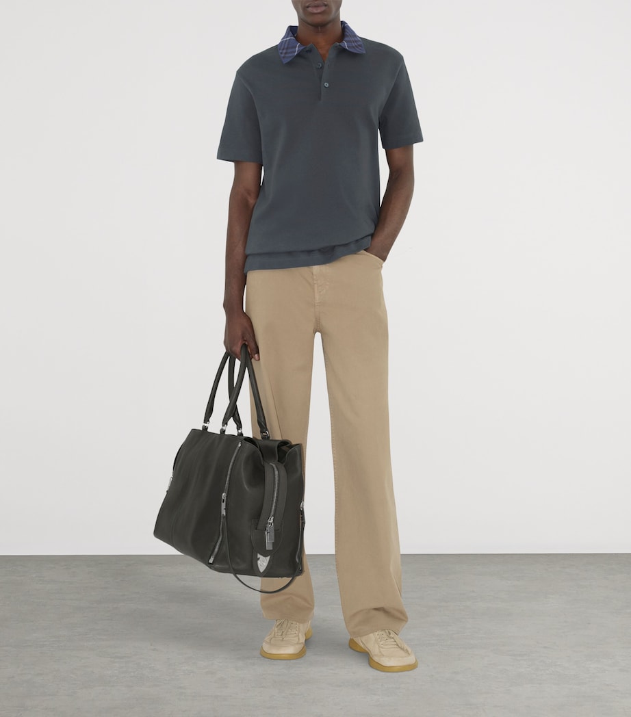 Cotton Check-Collar Polo Shirt MAGNET Image 3