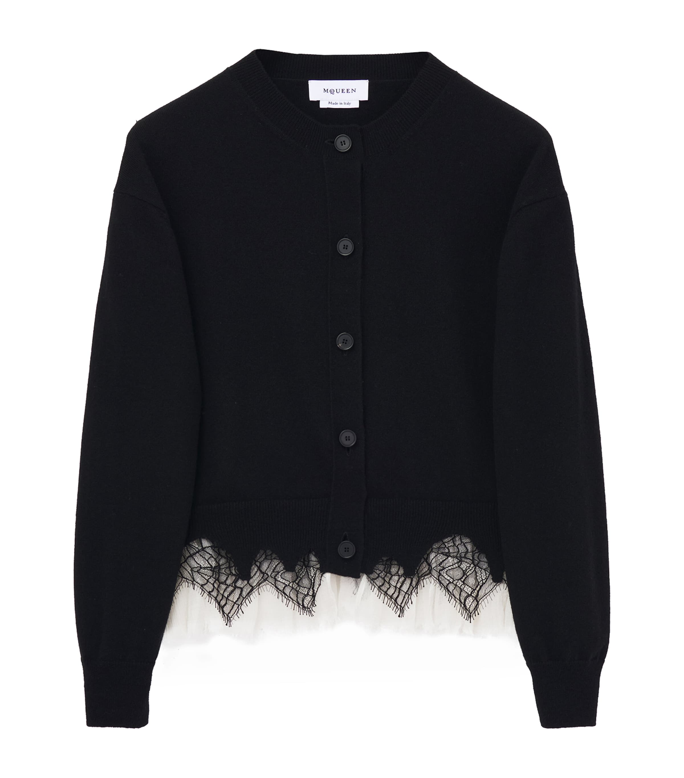 Alexander Mcqueen Alexander Mc Queen Black Ivory Wool Cashmere Cardigan In Black